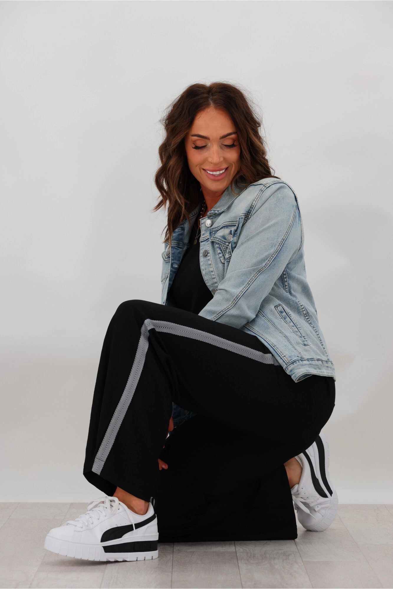 Shine On Label Leni Side Stripe Wide Leg Pants