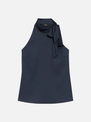 Side Tie Halter Top in Navy