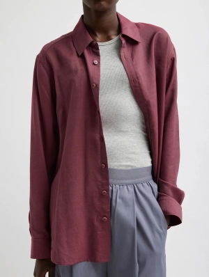Silk Voile Charlie Mens Slim Shirt in Mulberry
