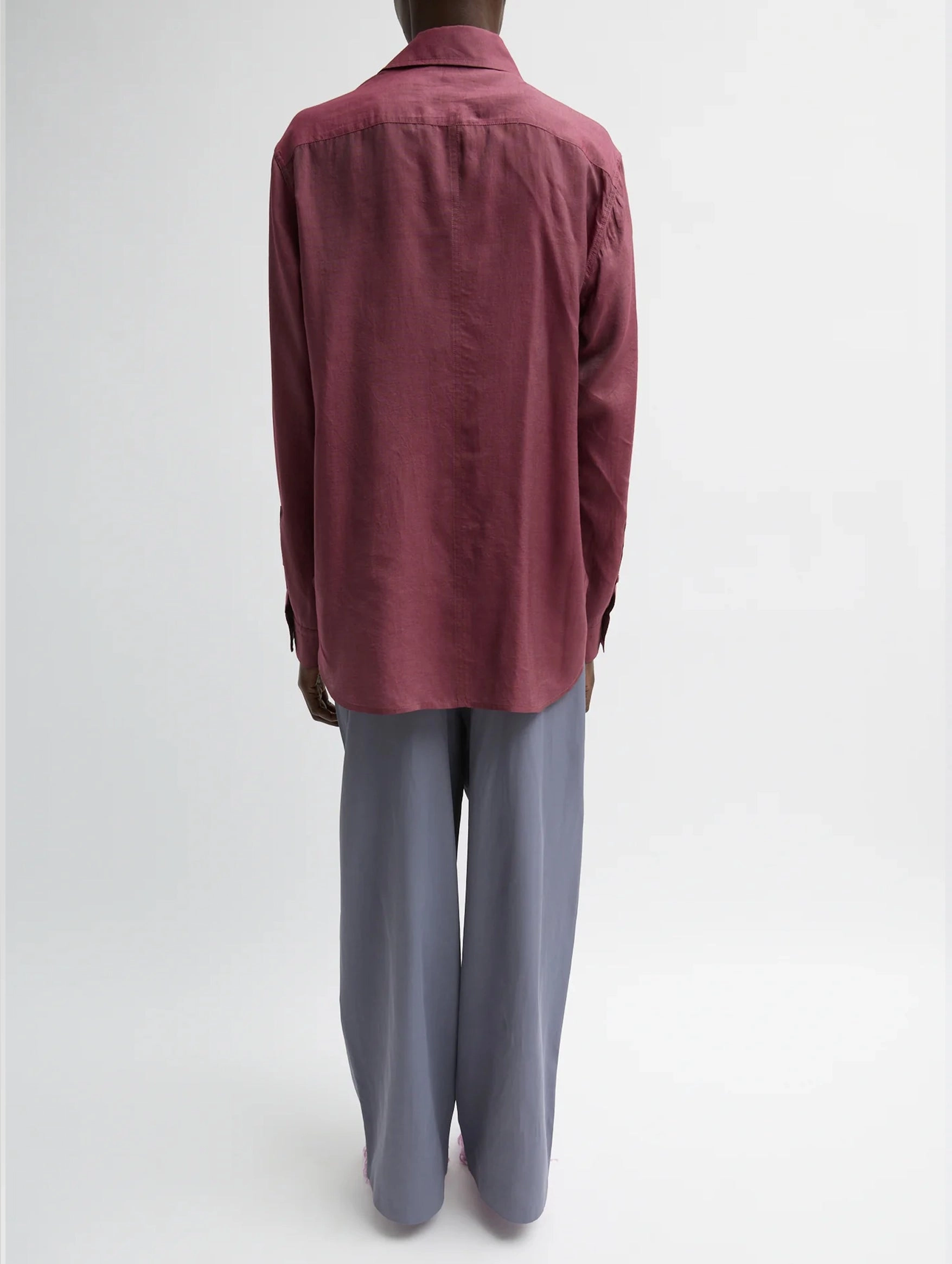 Silk Voile Charlie Mens Slim Shirt in Mulberry