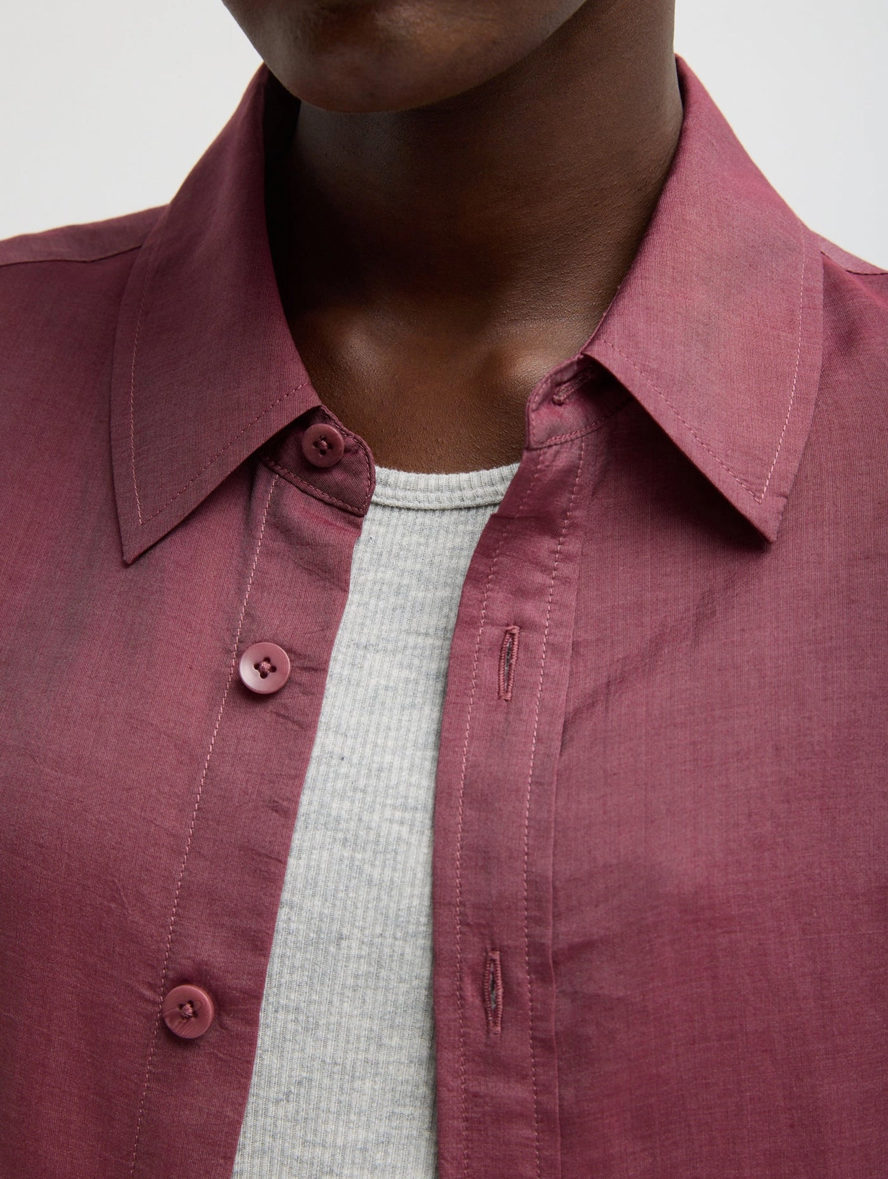 Silk Voile Charlie Mens Slim Shirt in Mulberry