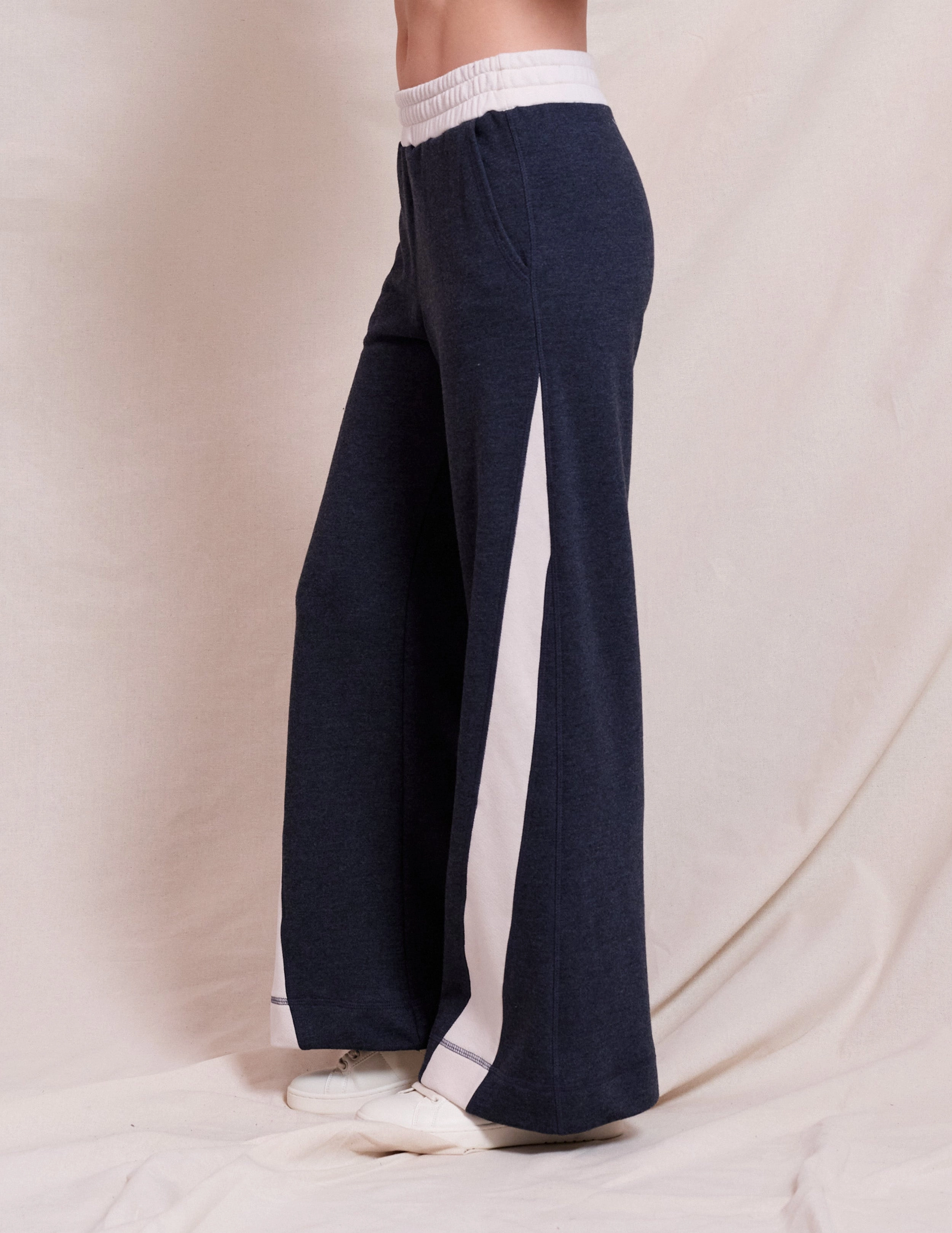 Sundry Color Blocked Pullover & Color Blocked Pant Set in Oyster & Deep Navy