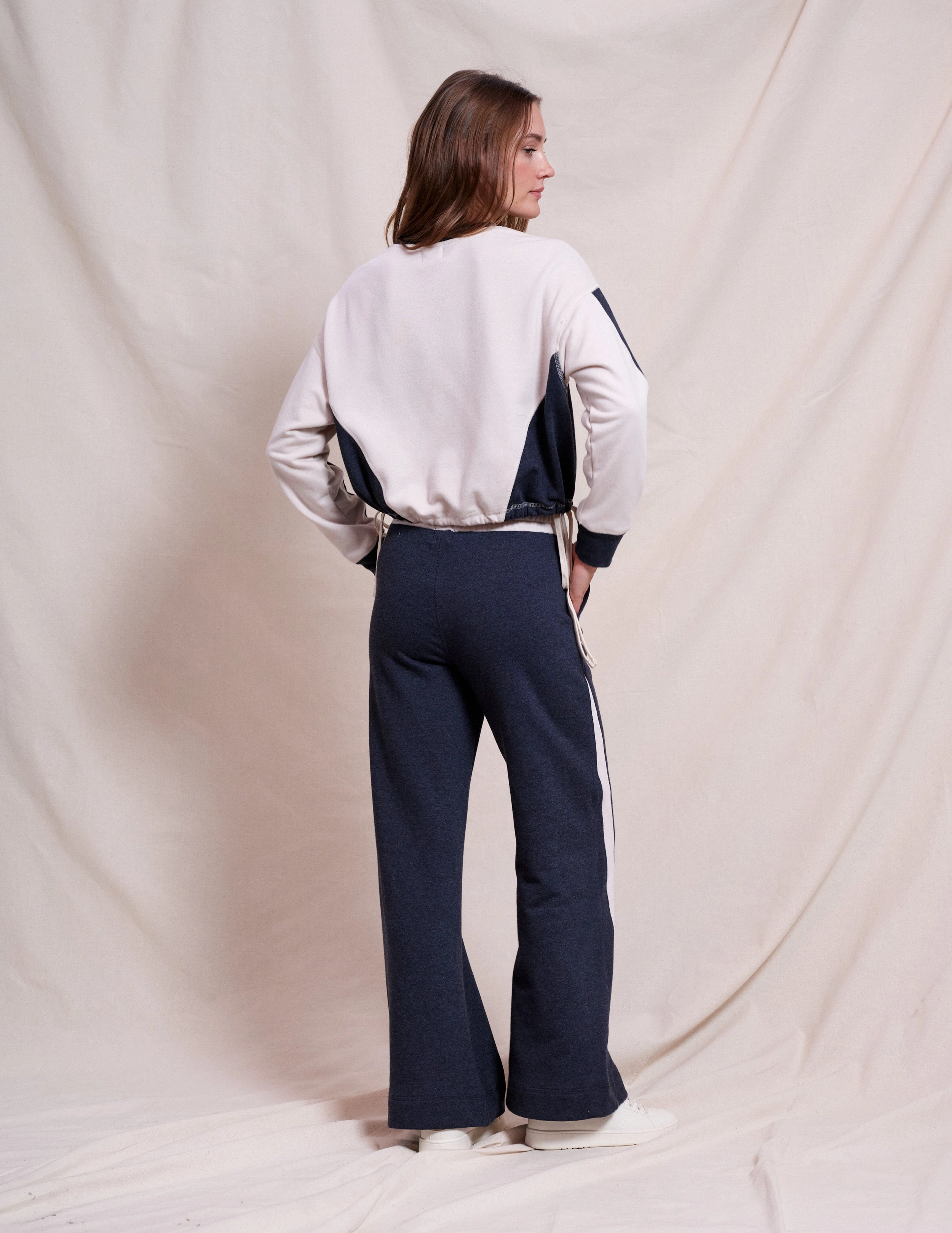 Sundry Color Blocked Pullover & Color Blocked Pant Set in Oyster & Deep Navy
