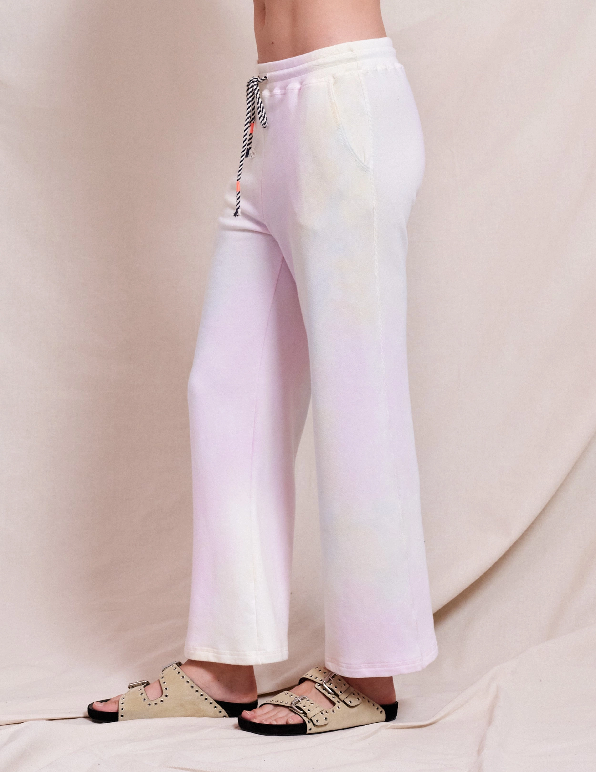 Sundry Tie Dye Pullover & Tie Dye Pant Set in Optic White