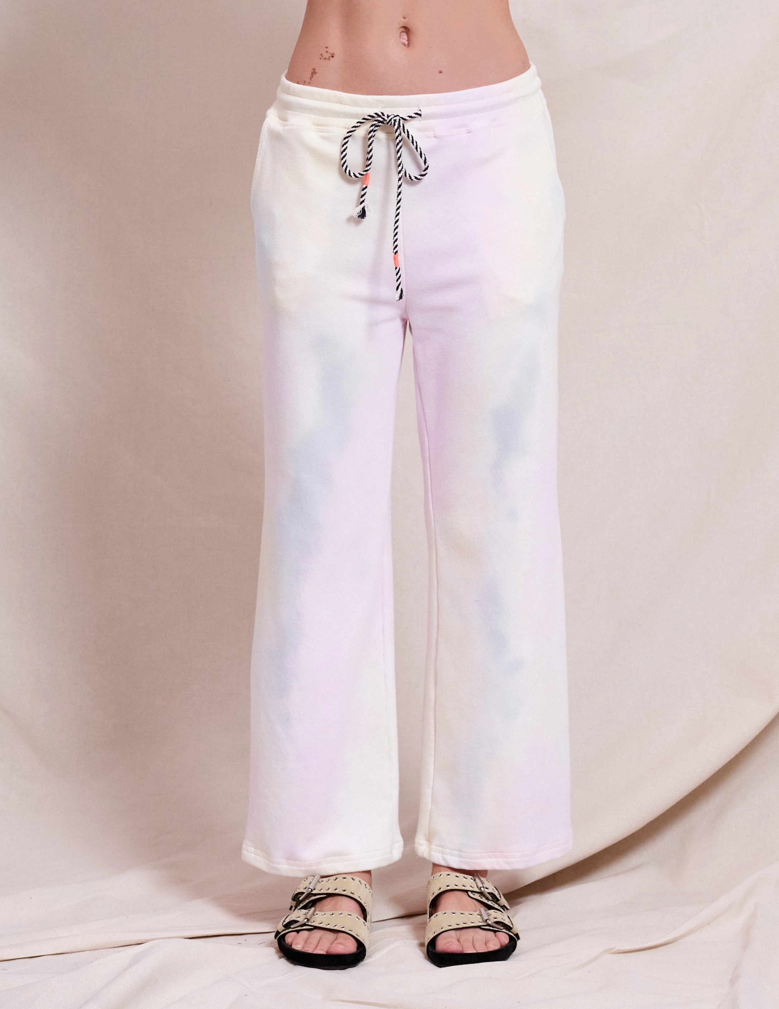 Sundry Tie Dye Pullover & Tie Dye Pant Set in Optic White