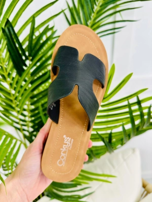 Sunkissed Steps Sandals In Black Smooth