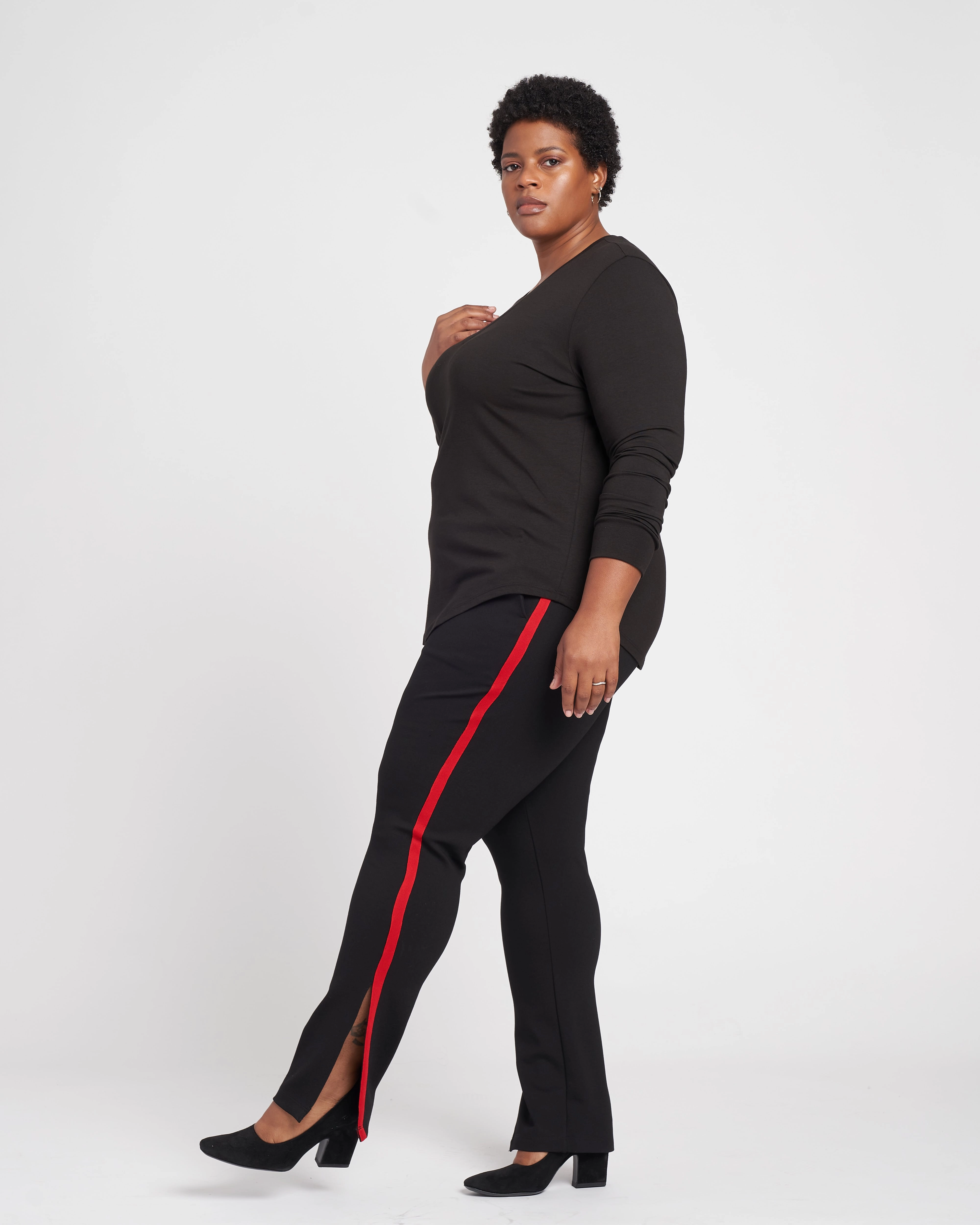 Swag Striped Signature Ponte Pants - Black/Red