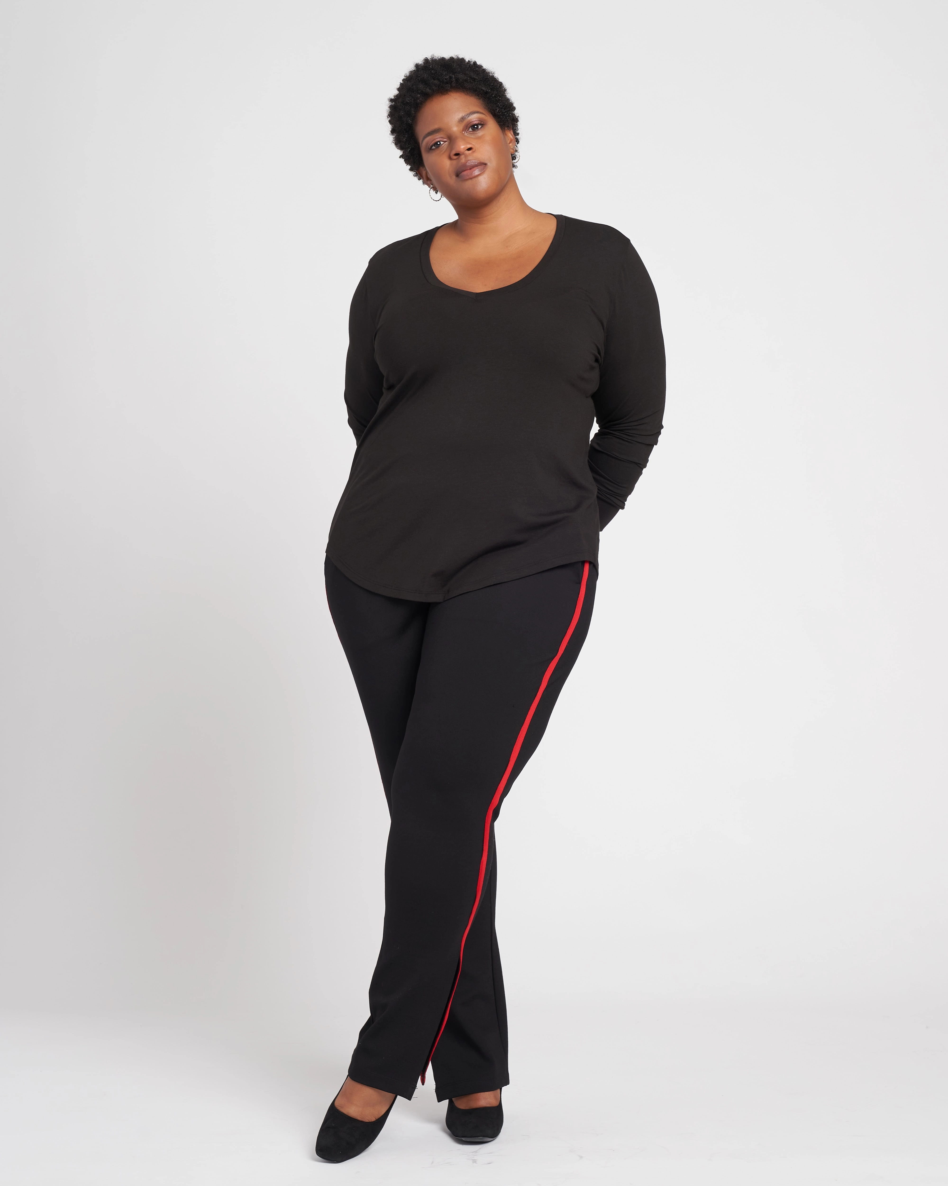 Swag Striped Signature Ponte Pants - Black/Red
