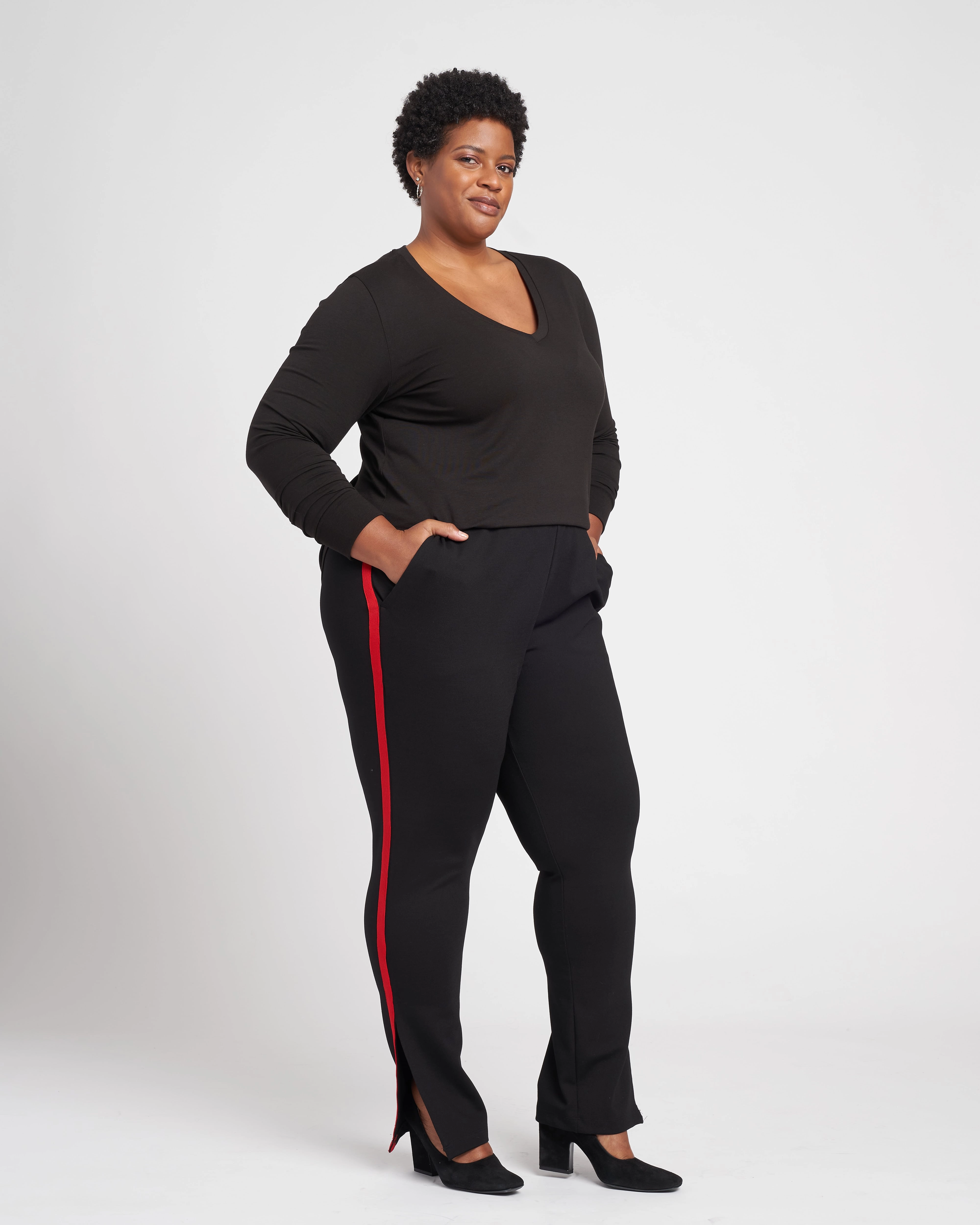 Swag Striped Signature Ponte Pants - Black/Red