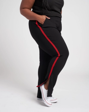 Swag Striped Signature Ponte Pants - Black/Red