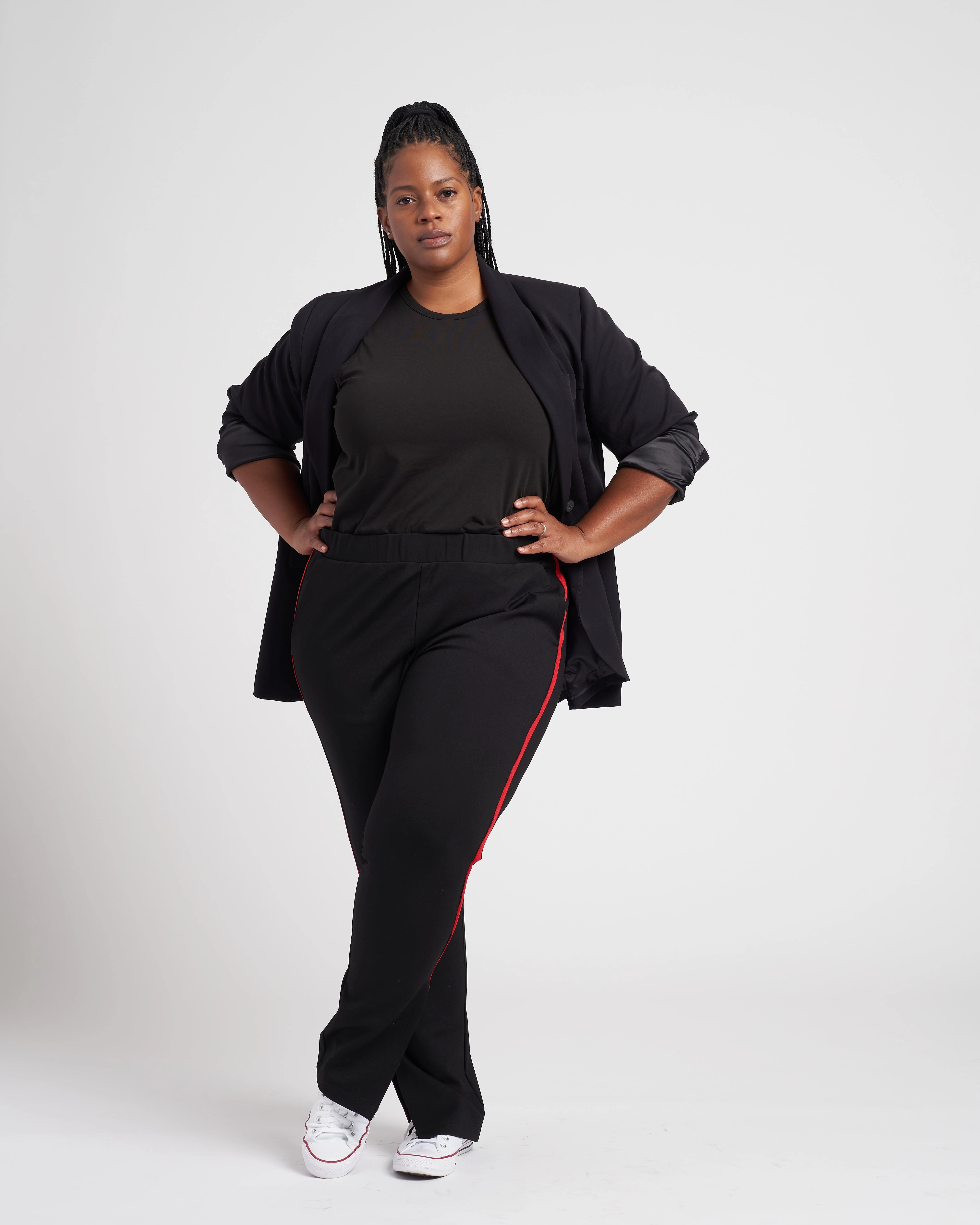 Swag Striped Signature Ponte Pants - Black/Red