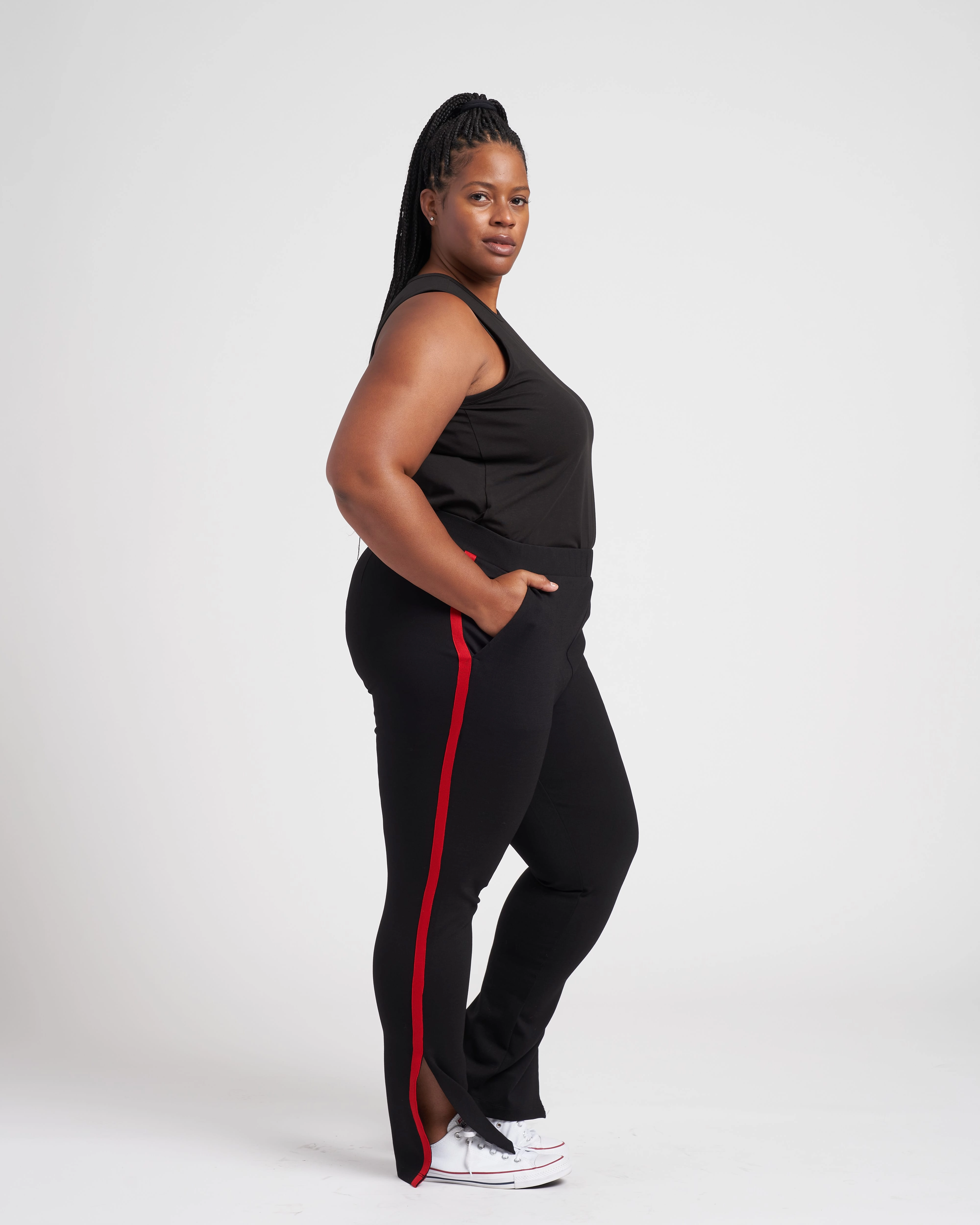 Swag Striped Signature Ponte Pants - Black/Red