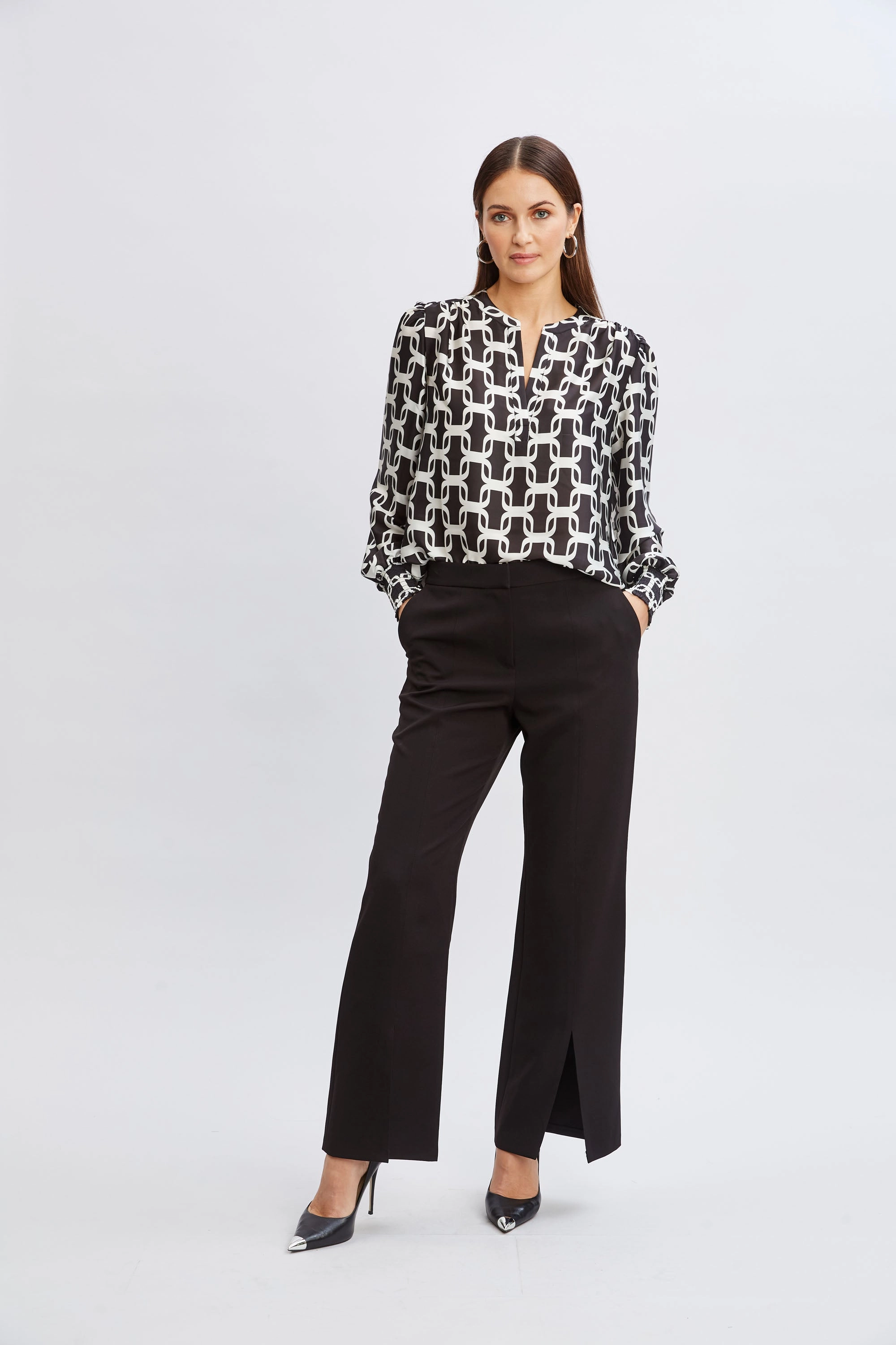 T-Tahari Geometric Chain Shirt