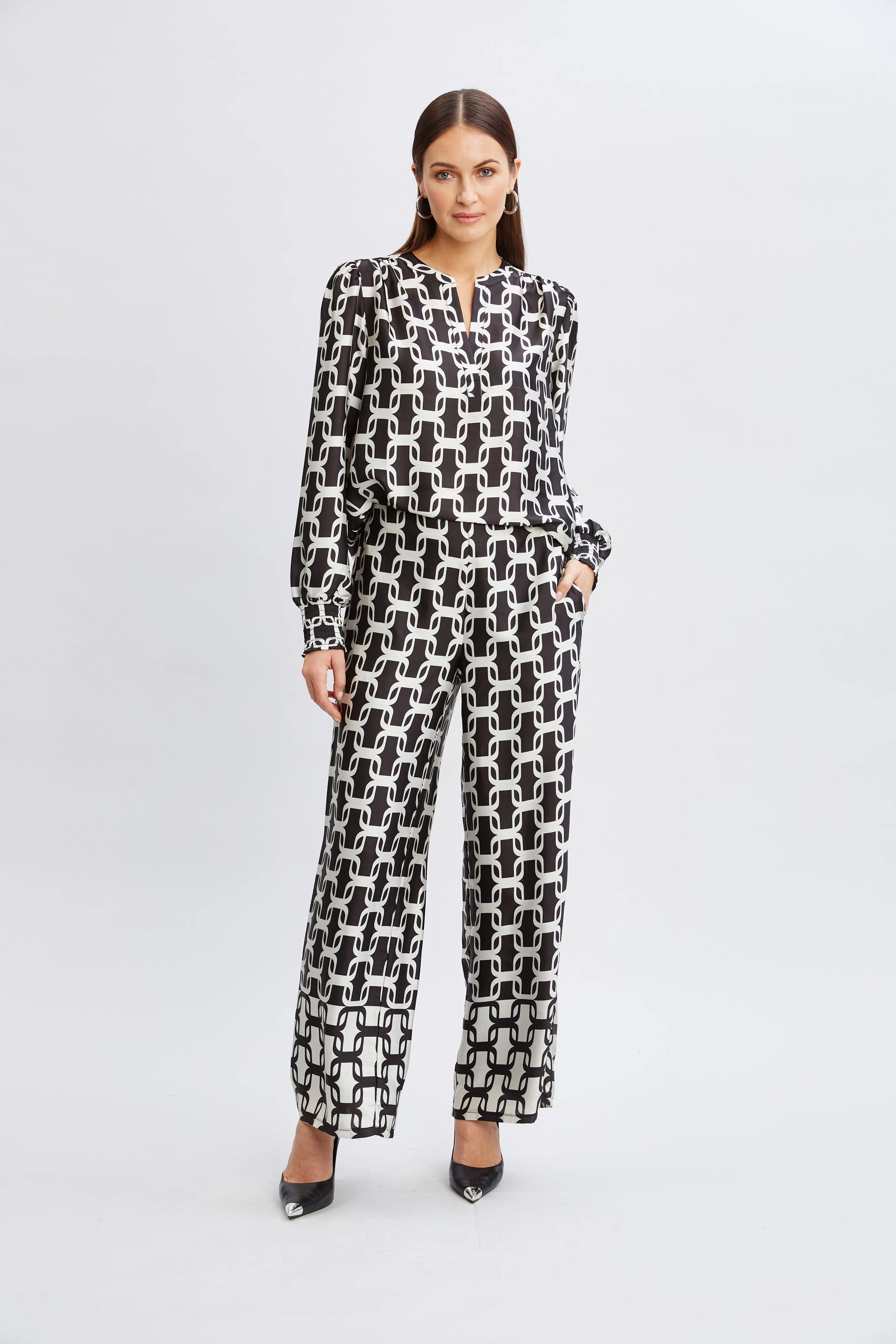 T-Tahari Geometric Chain Shirt