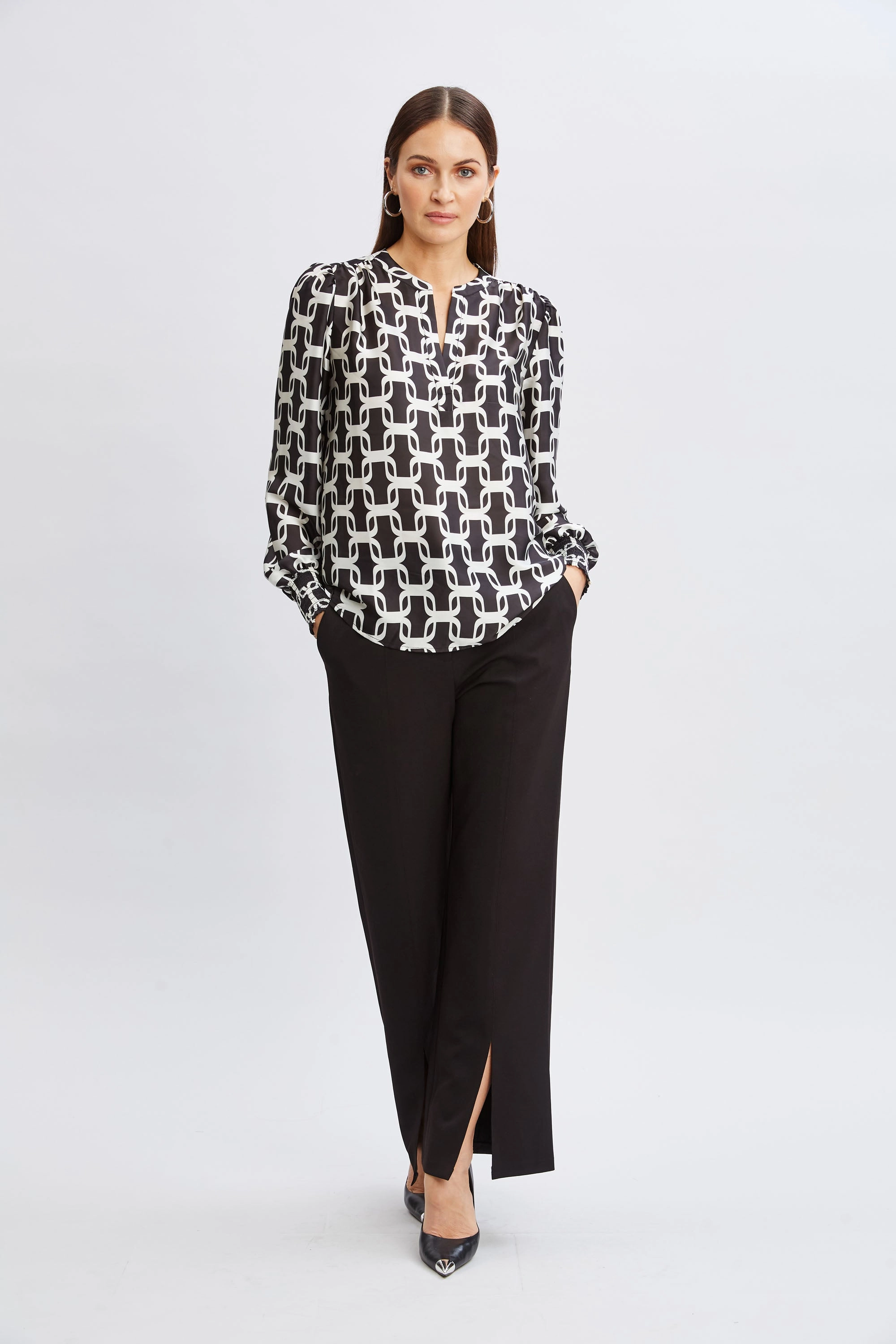 T-Tahari Geometric Chain Shirt