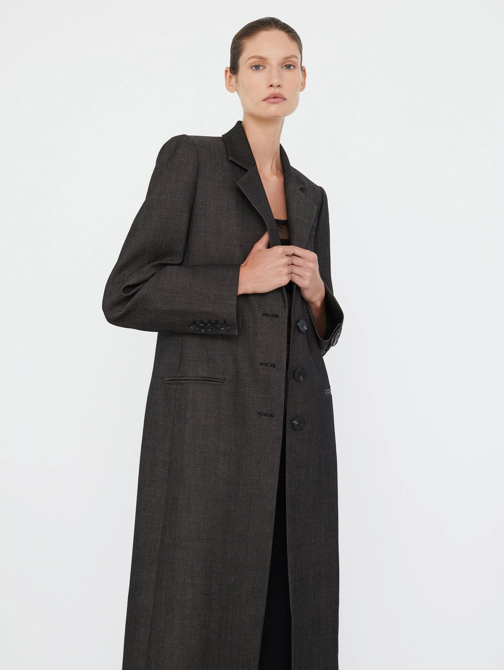 Talus Twill Coat in Speckled Black