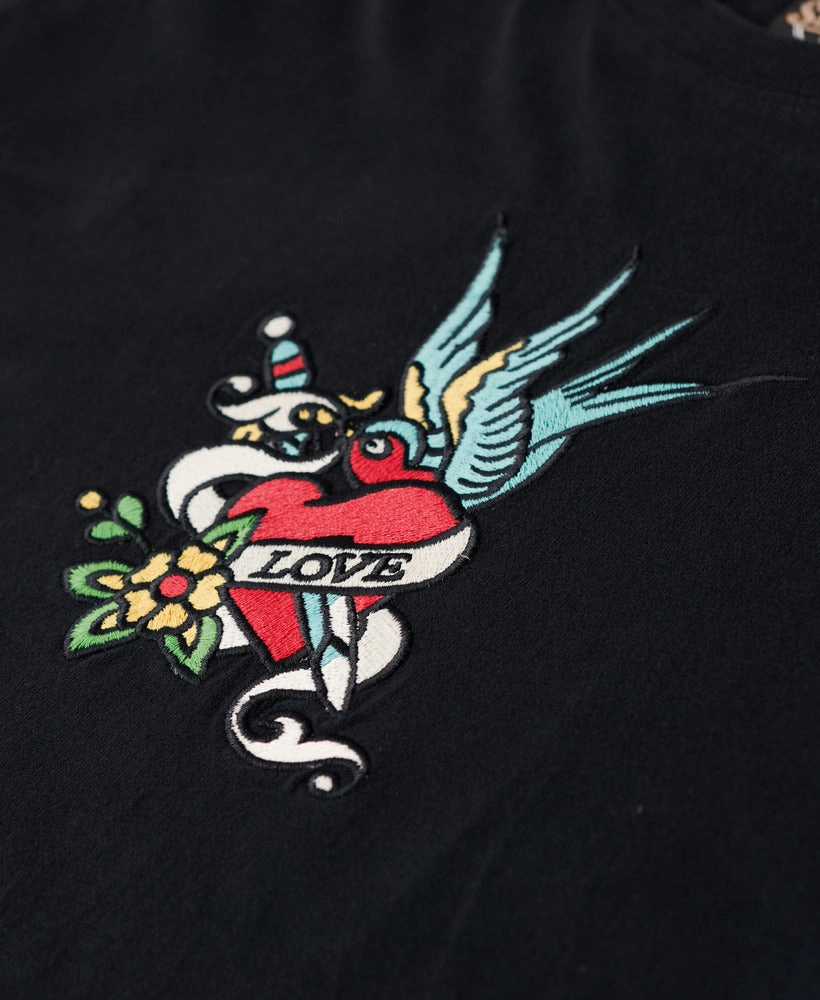 Tattoo Embroidered Fitted T-Shirt | Black