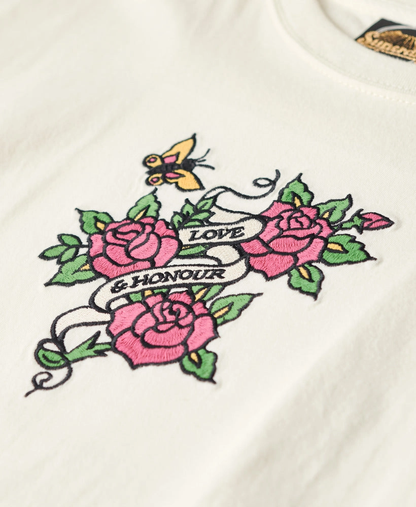 Tattoo Embroidered Fitted T-Shirt | Cream