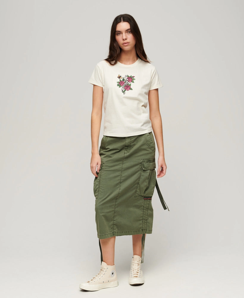 Tattoo Embroidered Fitted T-Shirt | Cream