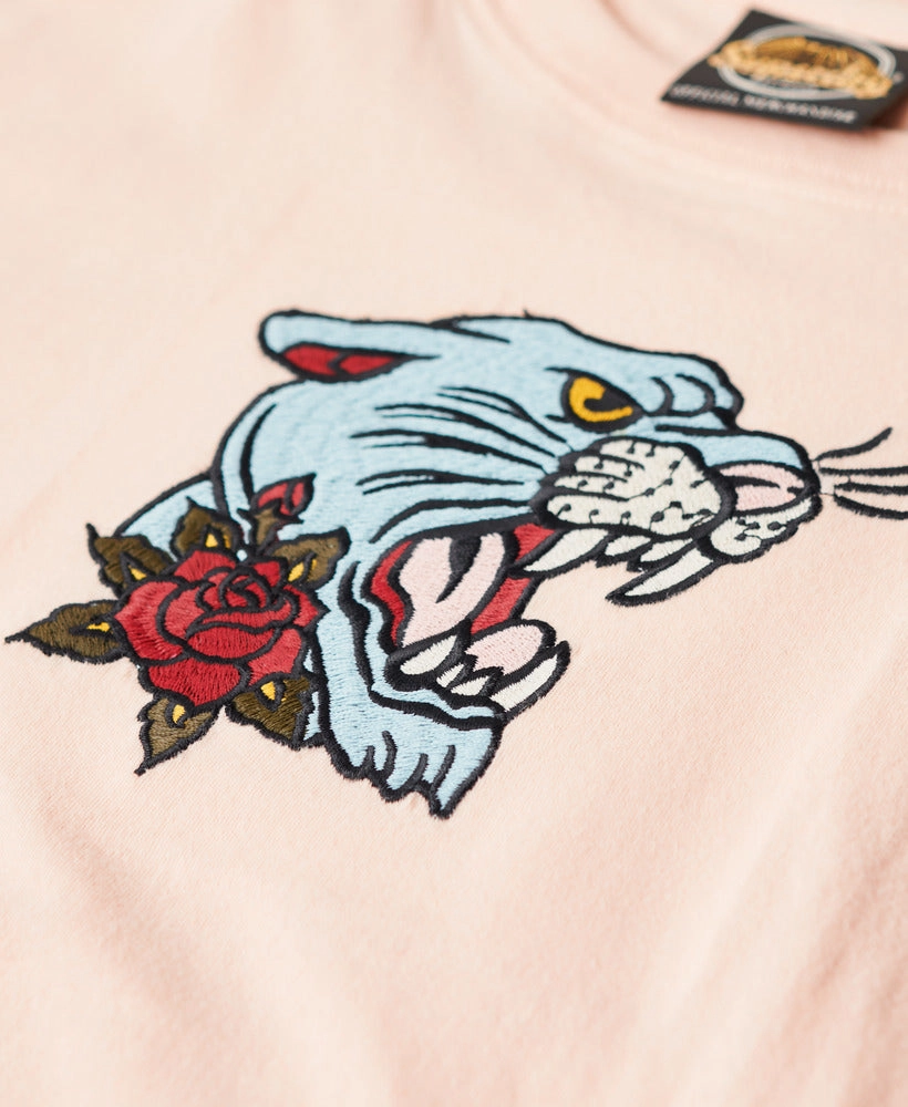 Tattoo Embroidered Fitted T-Shirt | Peach Whip Pink
