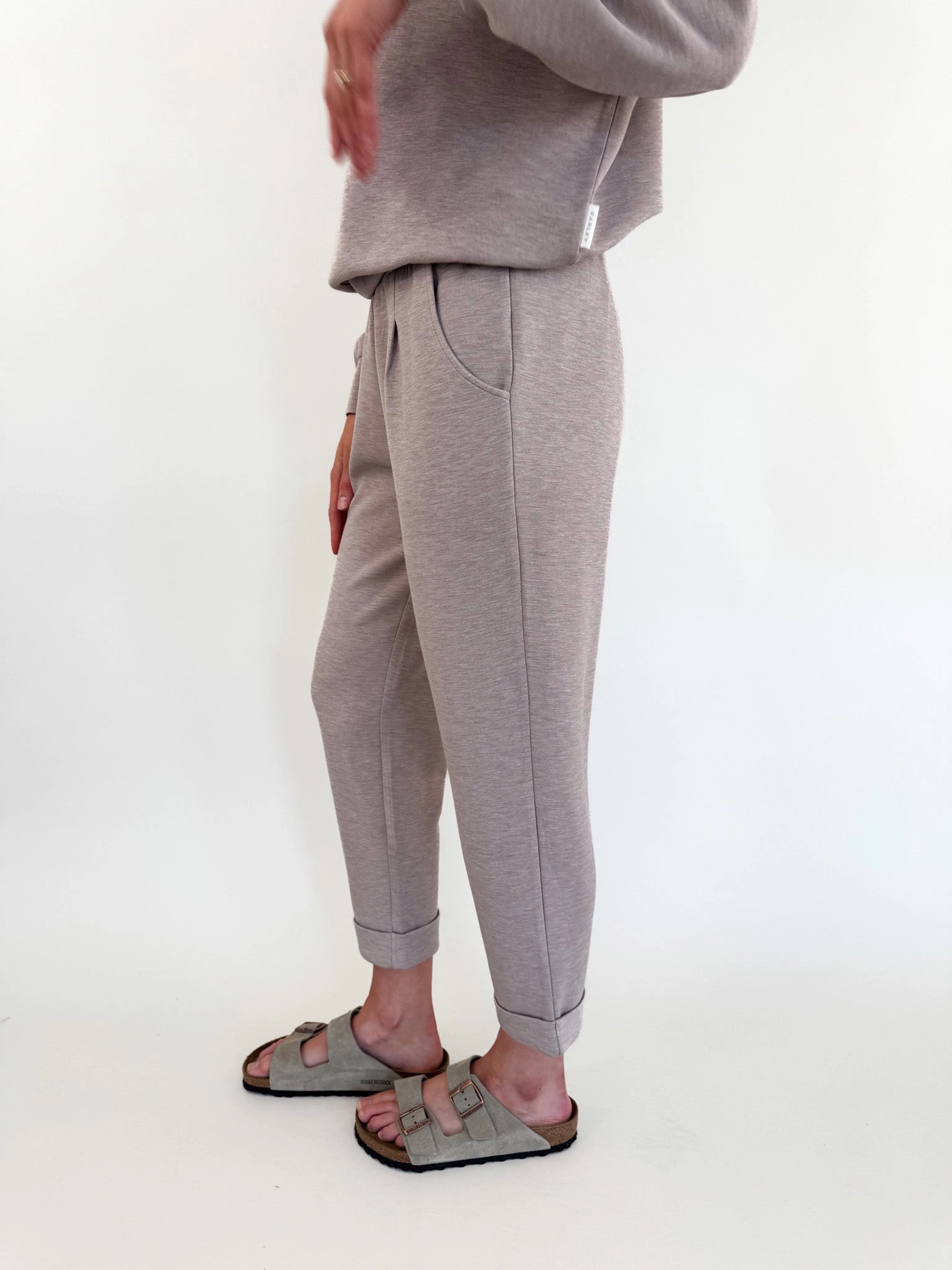 Taupe Marl Rolled Cuff Pant 25