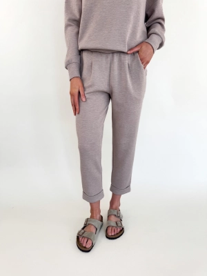 Taupe Marl Rolled Cuff Pant 25
