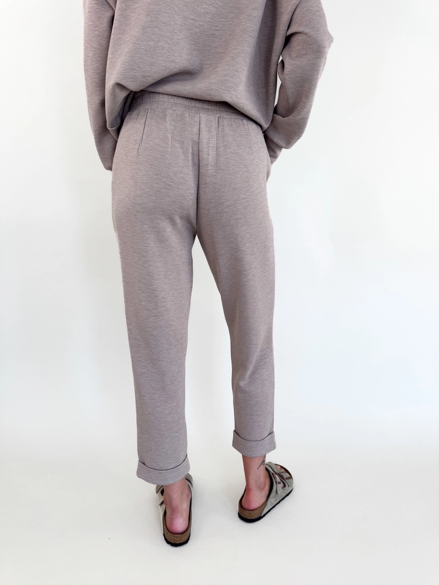 Taupe Marl Rolled Cuff Pant 25