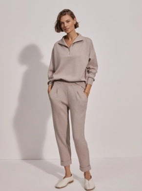 Taupe Marl Rolled Cuff Pant 25