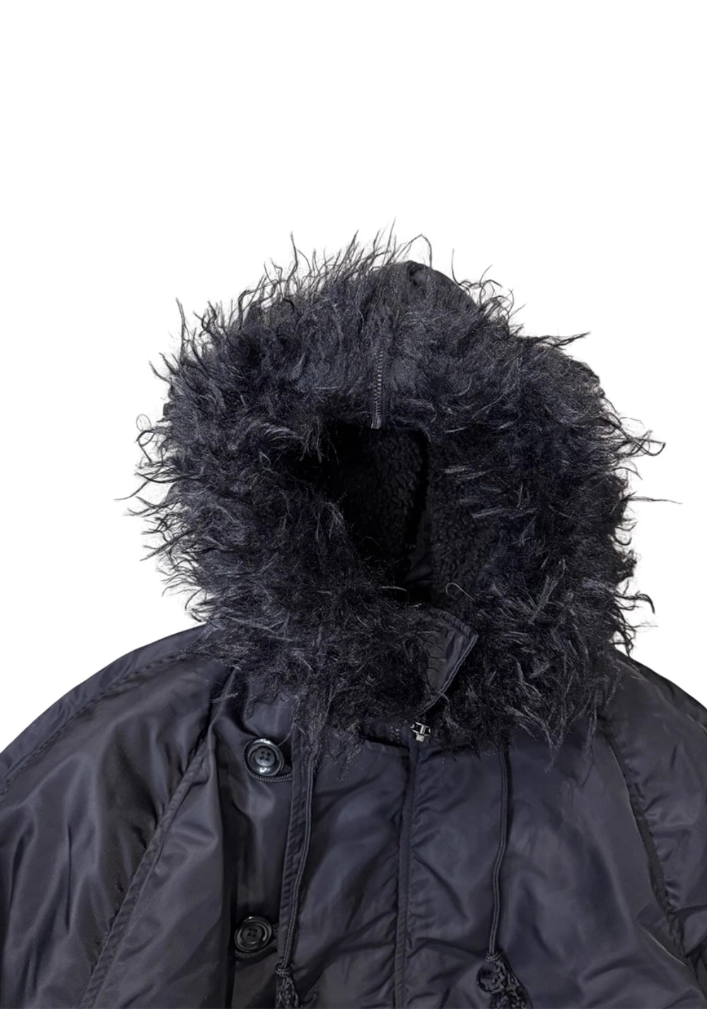 TBR-70s Retro N2B Jacket - Black Faux Fur