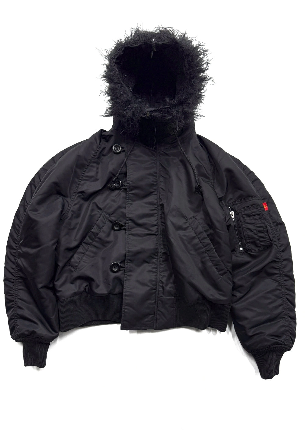 TBR-70s Retro N2B Jacket - Black Faux Fur