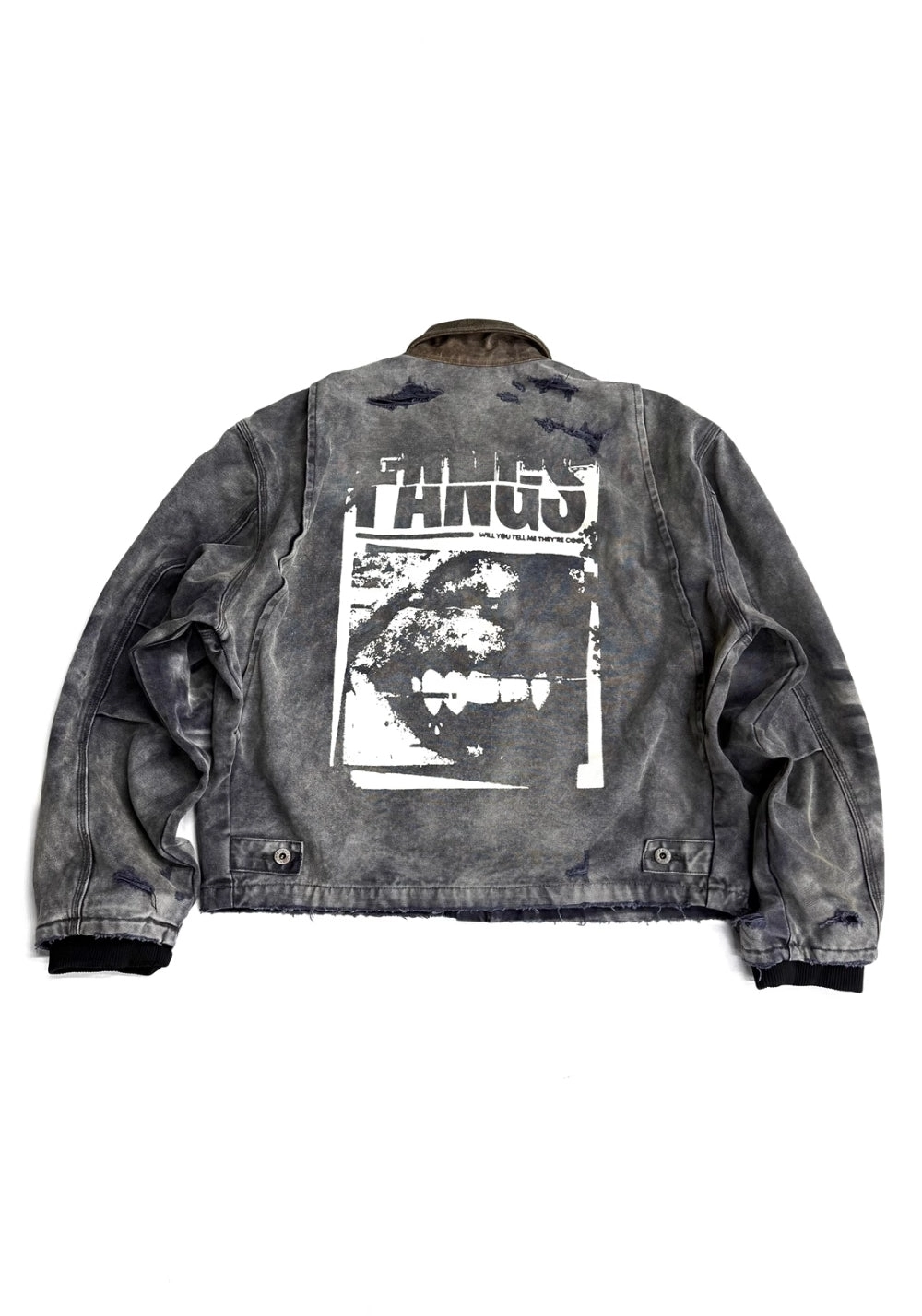 TBR-J22 Distressed Canvas Jacket - Leather Trim