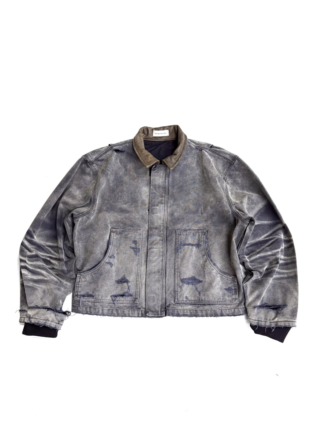 TBR-J22 Distressed Canvas Jacket - Leather Trim