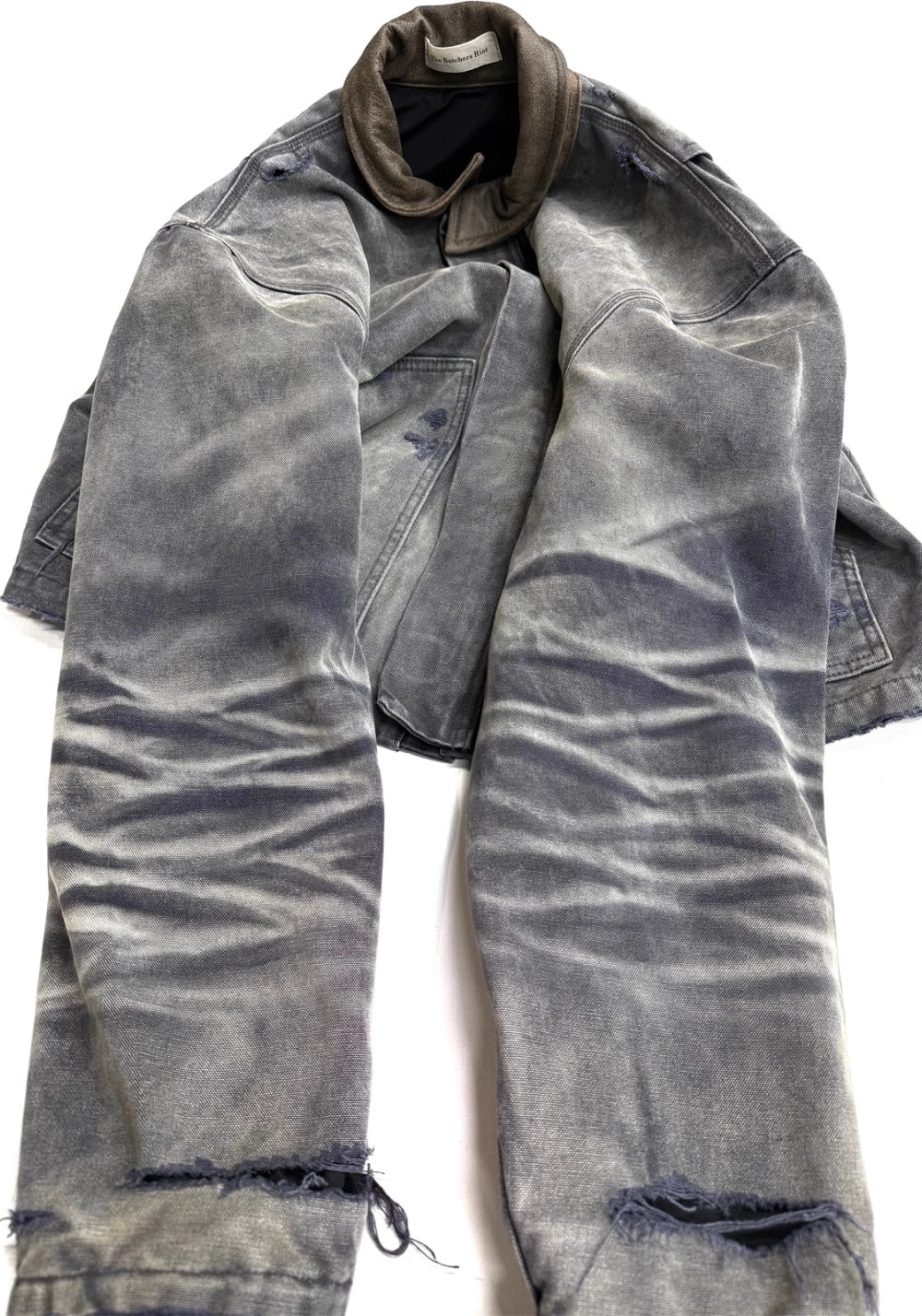 TBR-J22 Distressed Canvas Jacket - Leather Trim