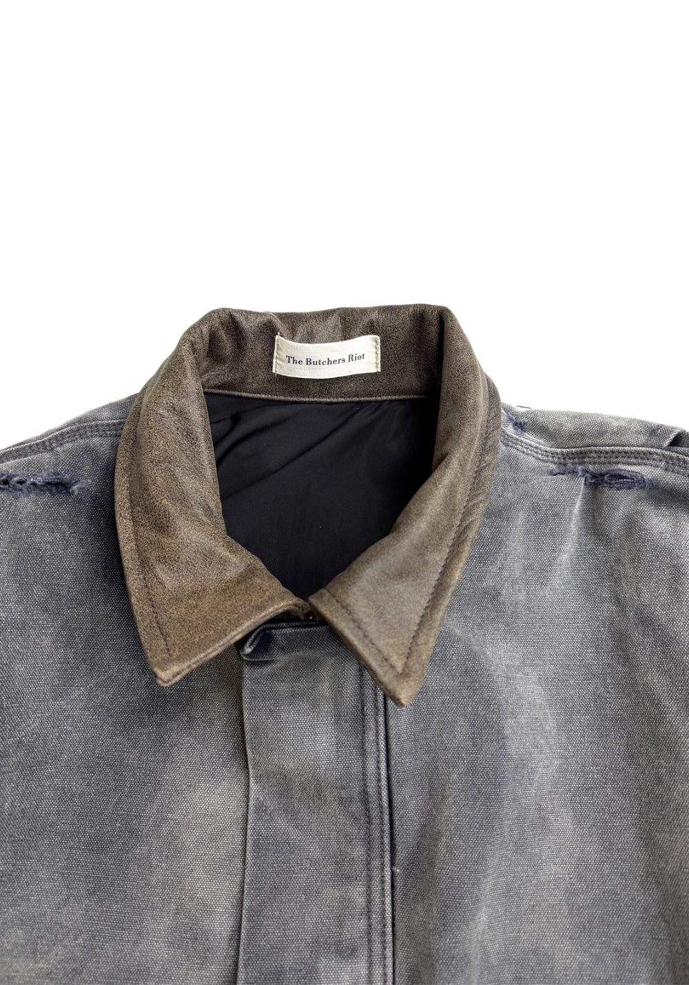 TBR-J22 Distressed Canvas Jacket - Leather Trim