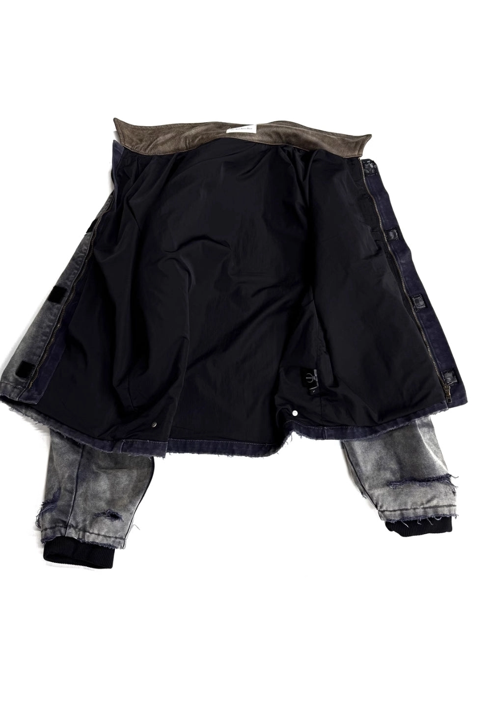 TBR-J22 Distressed Canvas Jacket - Leather Trim