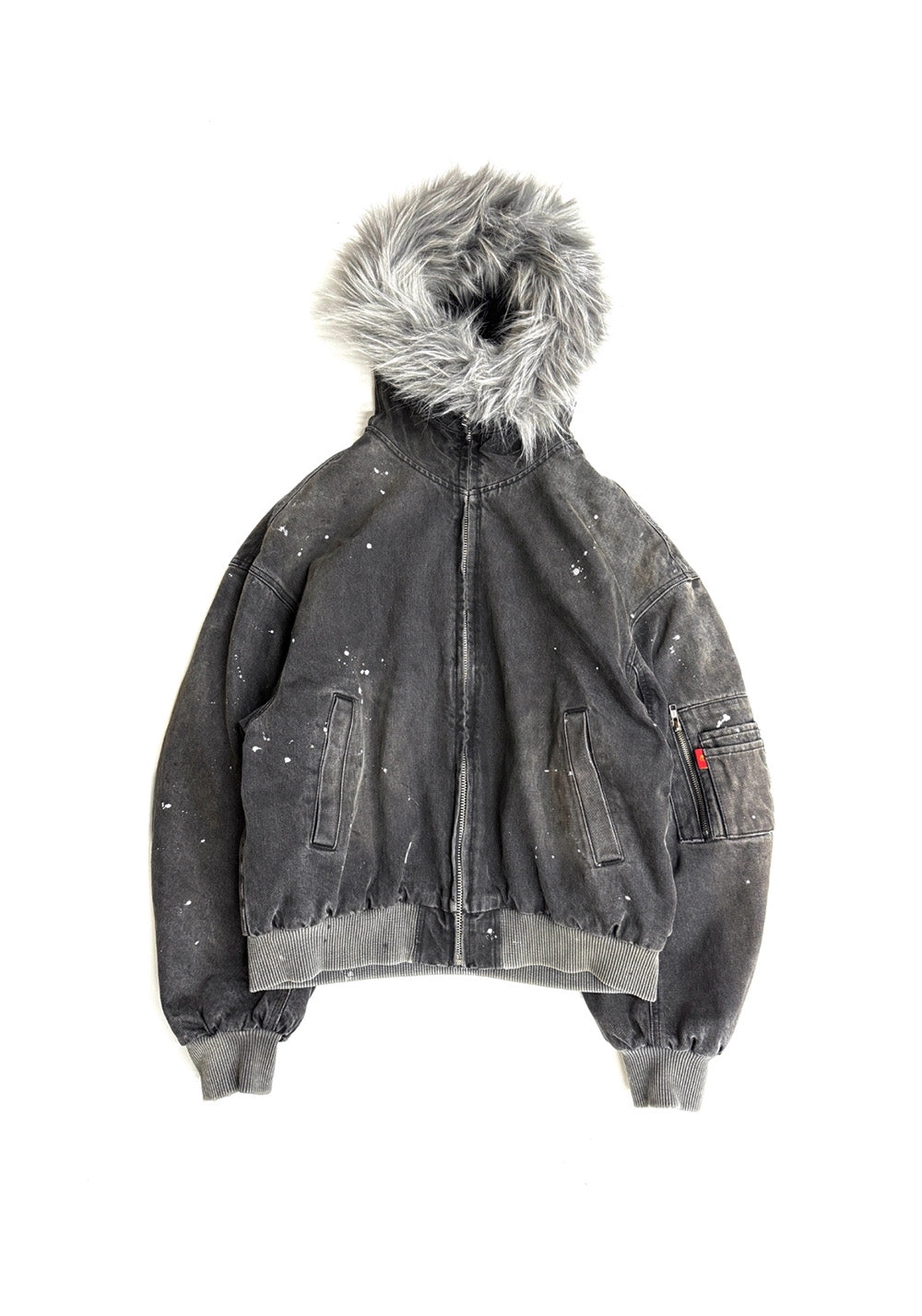 TBR-Washed N2B Bomber - Fur Hooded Jacket