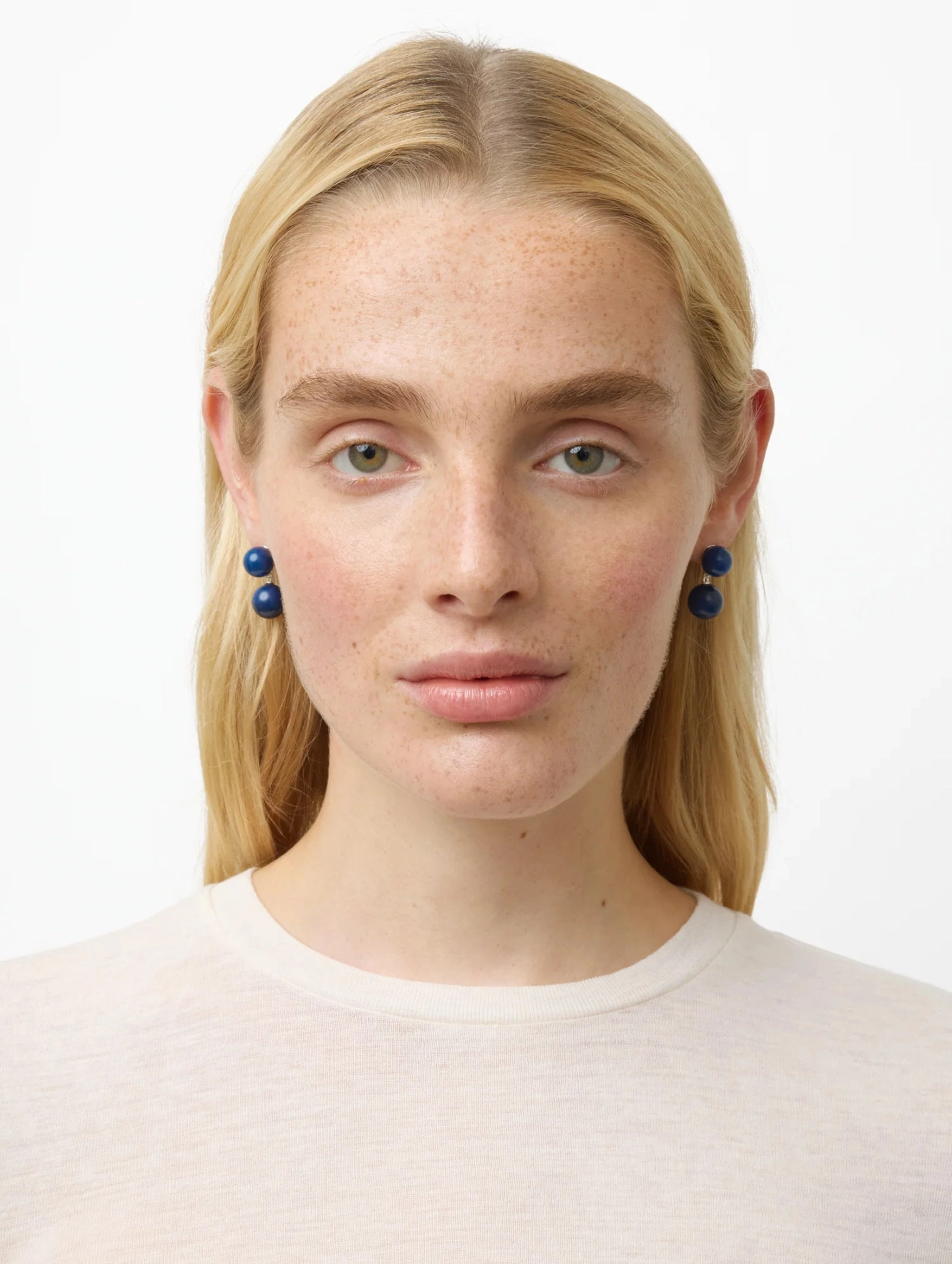 The Hannah Earrings in Blue Dyed Jade
