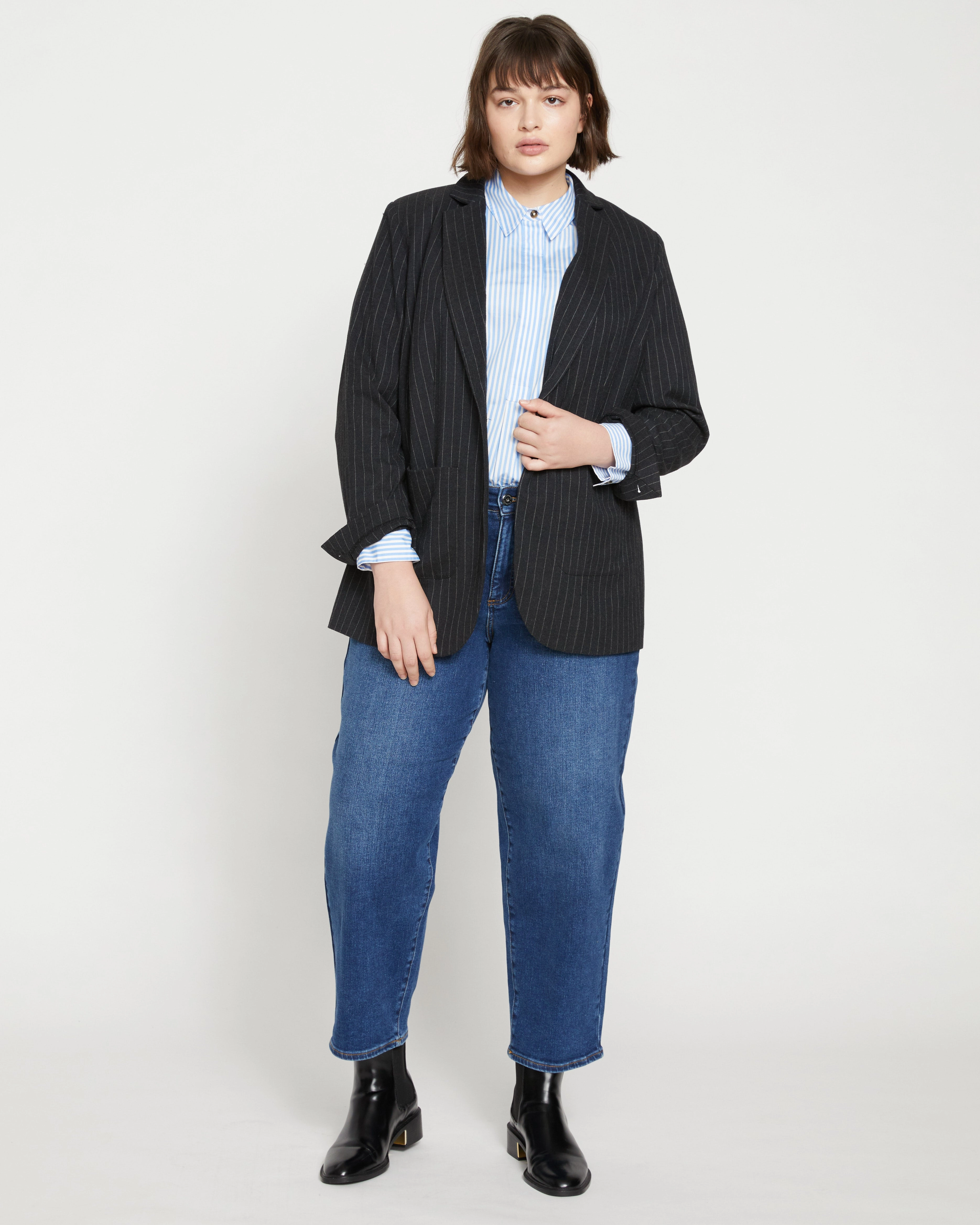The Pinstripe Blazer - Graphite