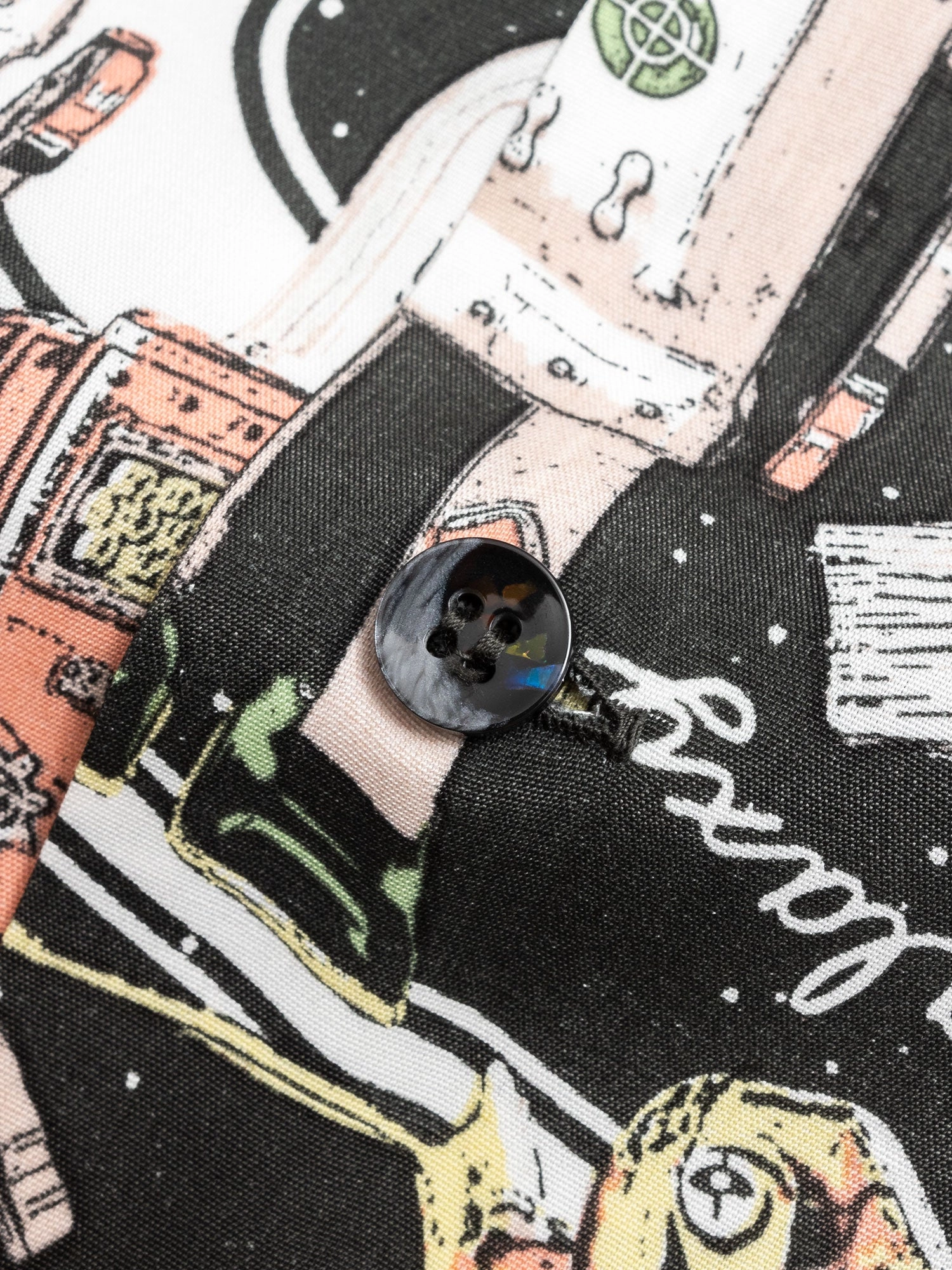 Tin Robots Hawaiian Shirt in Black