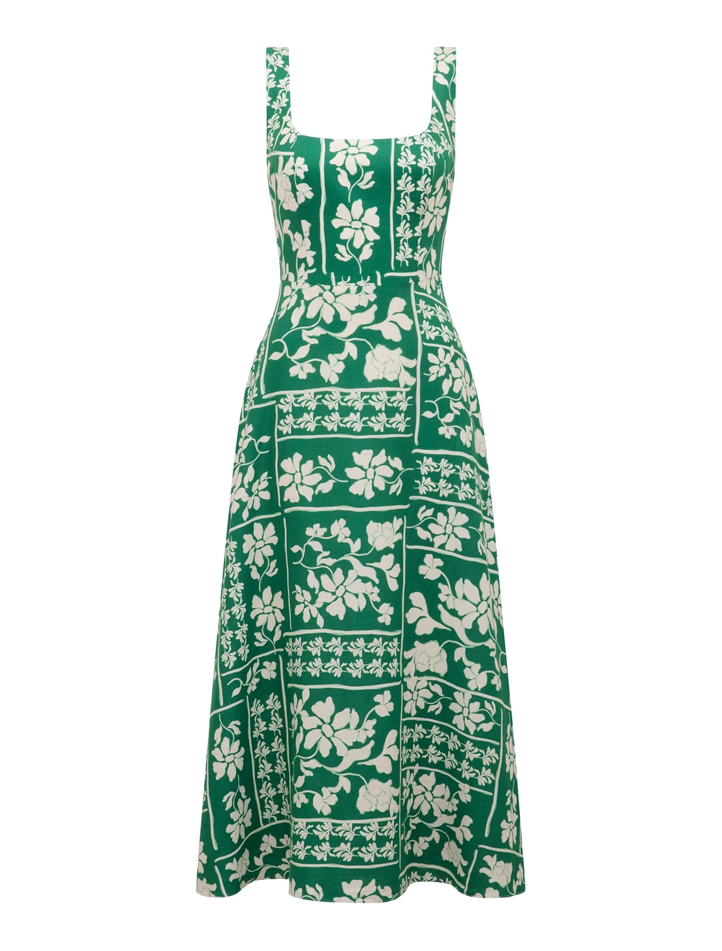Tori Square Neck Linen Midi Dress
