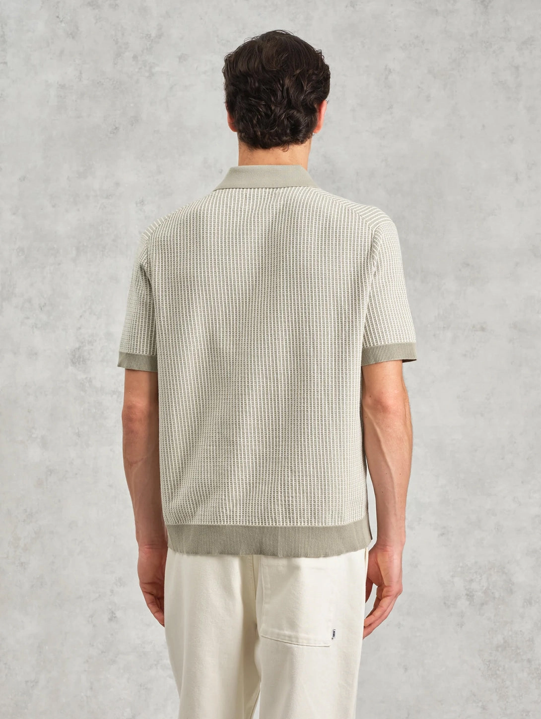 Turin Polo - Khaki Ladder Stripe Knit