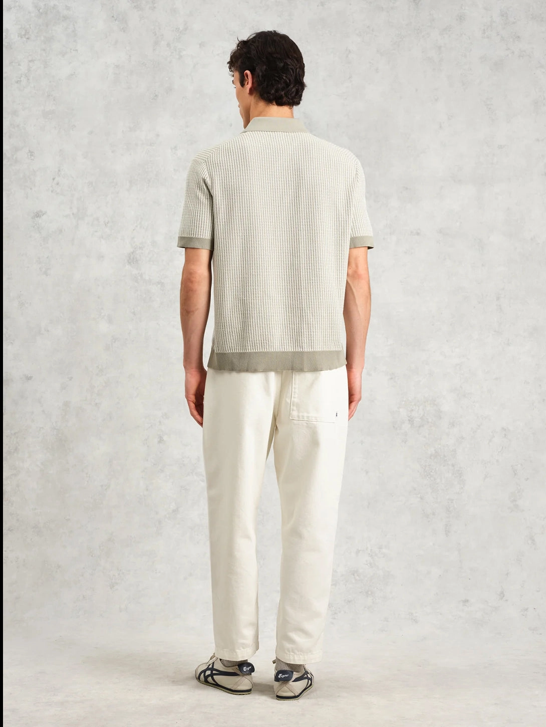 Turin Polo - Khaki Ladder Stripe Knit
