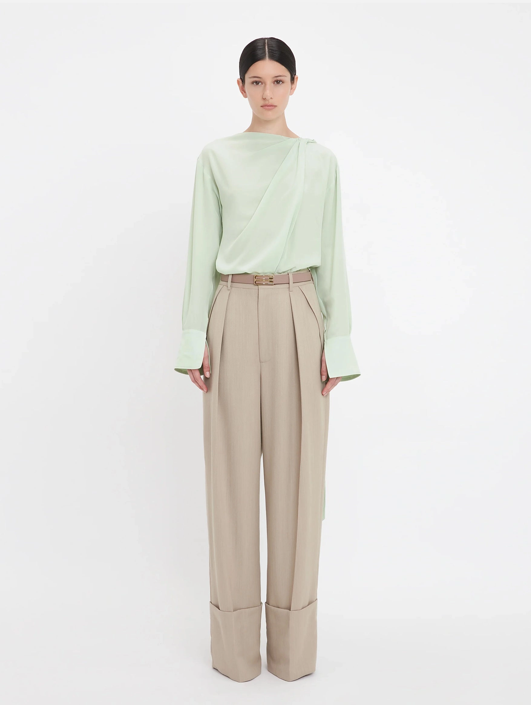 Twist Detail Scarf Top in Jade