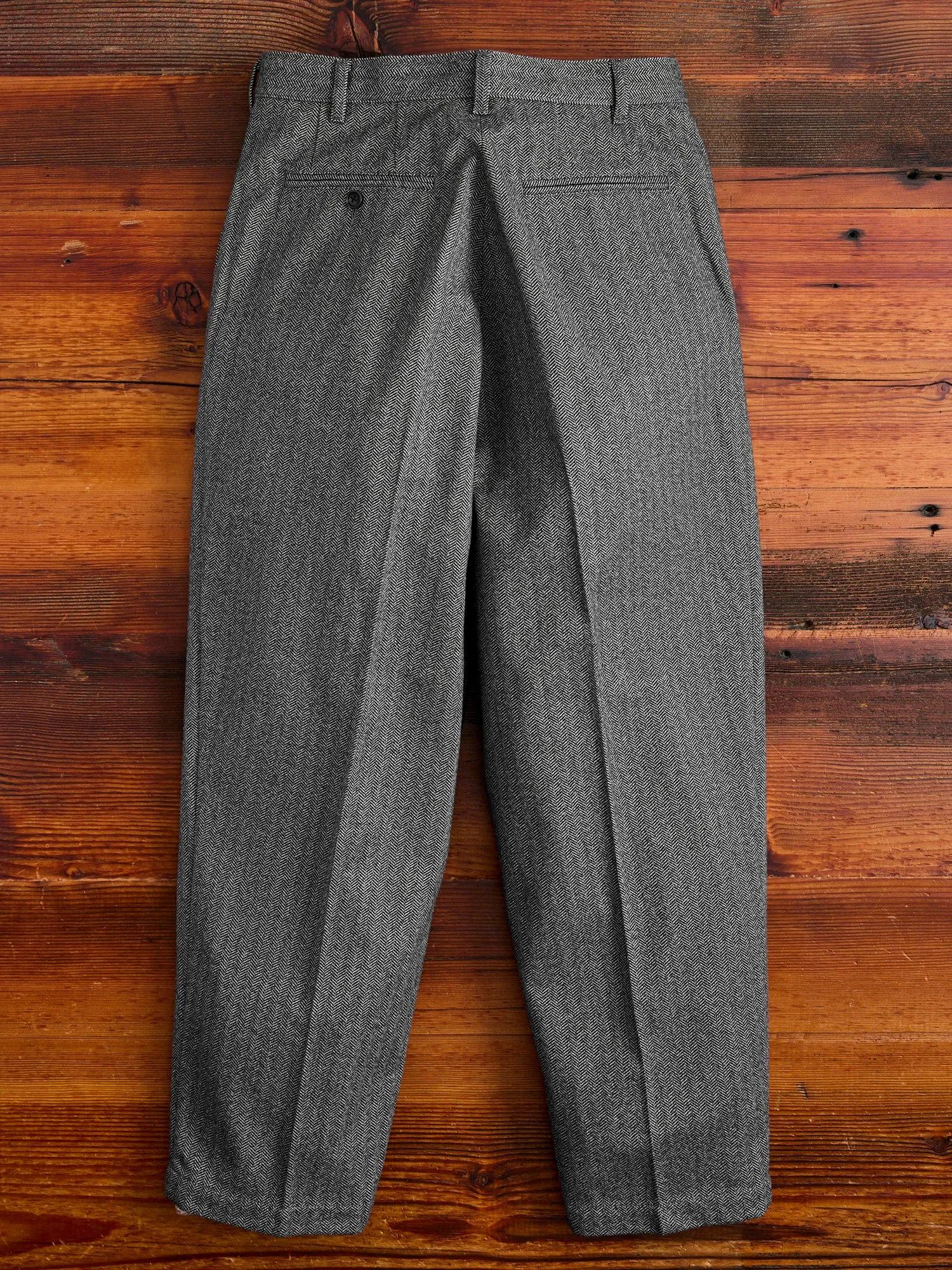 Two-Pleat Suit Trousers in White Herringbone