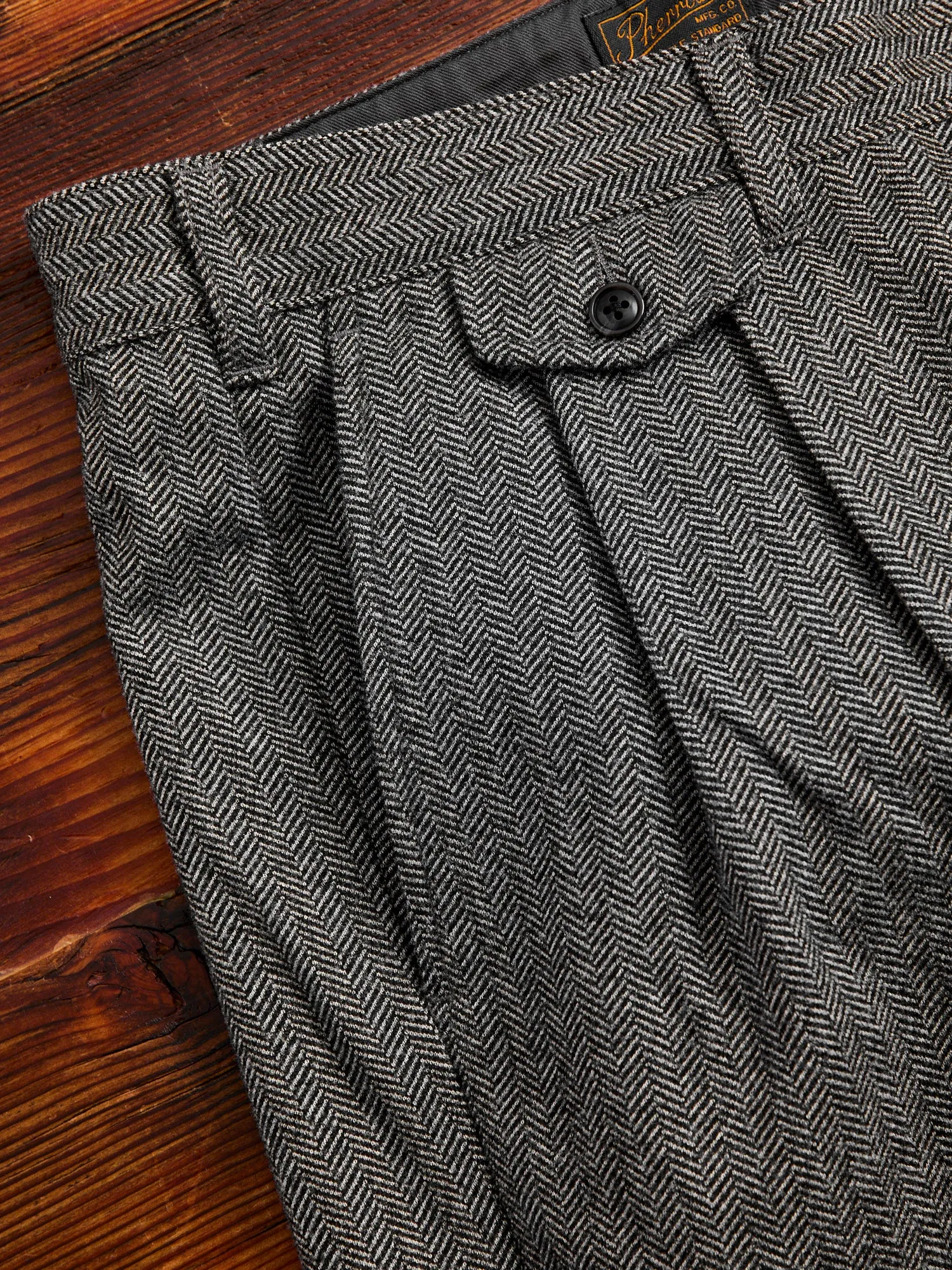 Two-Pleat Suit Trousers in White Herringbone