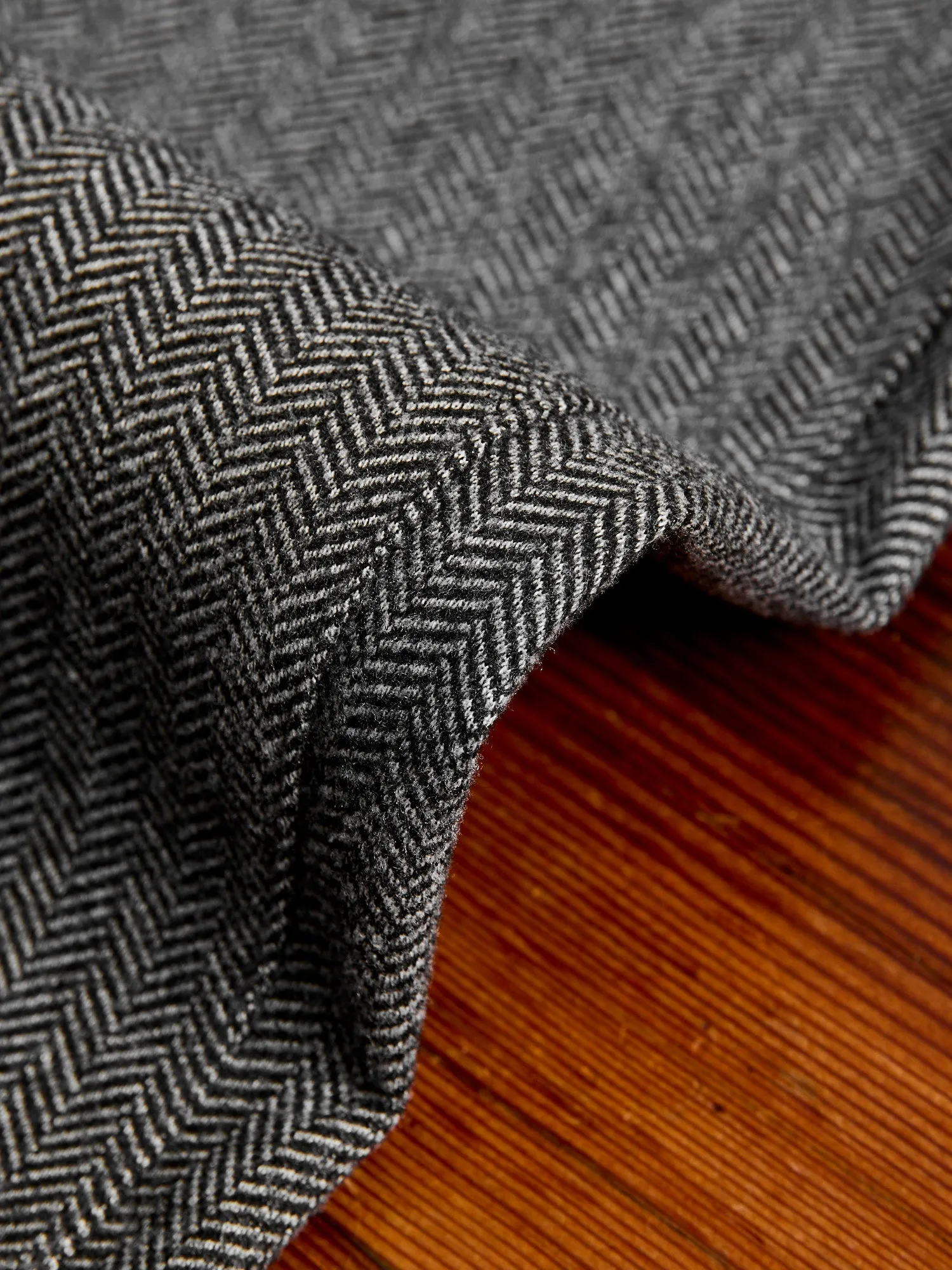 Two-Pleat Suit Trousers in White Herringbone