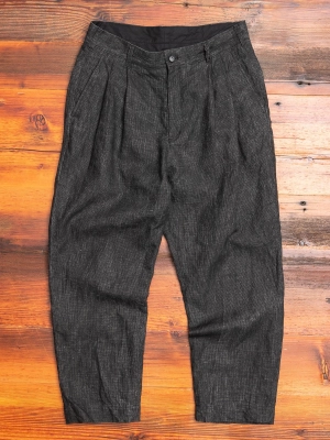 Two Tack Pegtop Pants in Black Linen