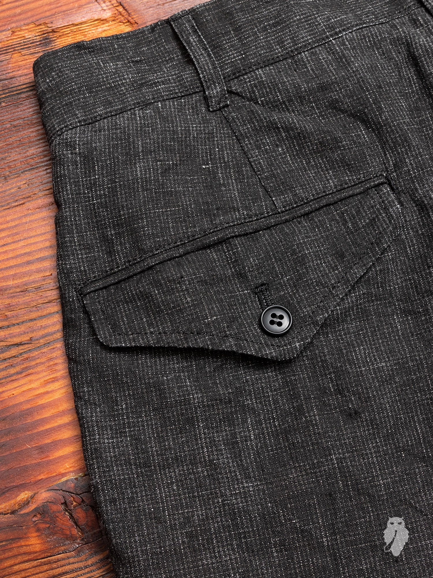 Two Tack Pegtop Pants in Black Linen