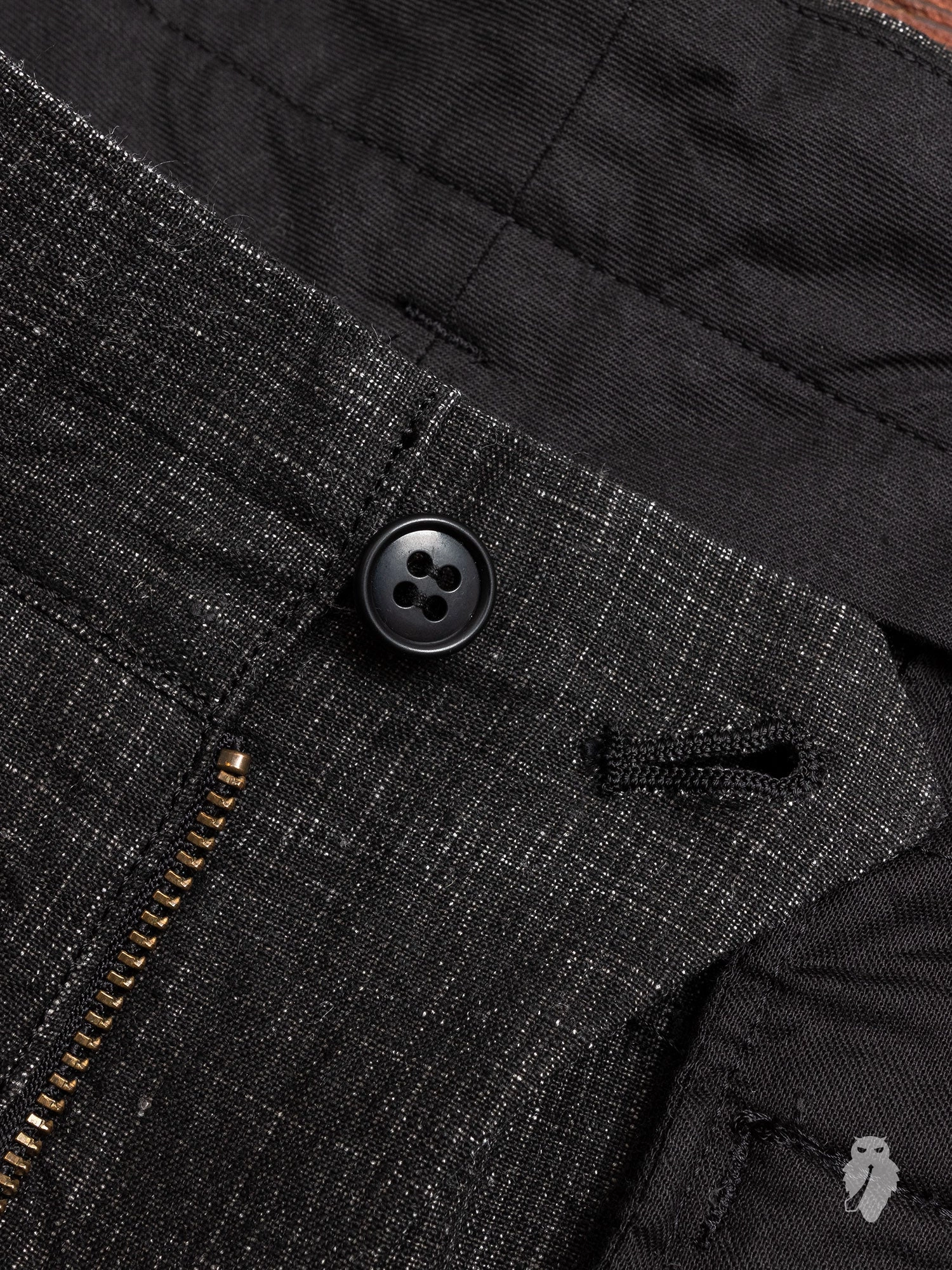 Two Tack Pegtop Pants in Black Linen