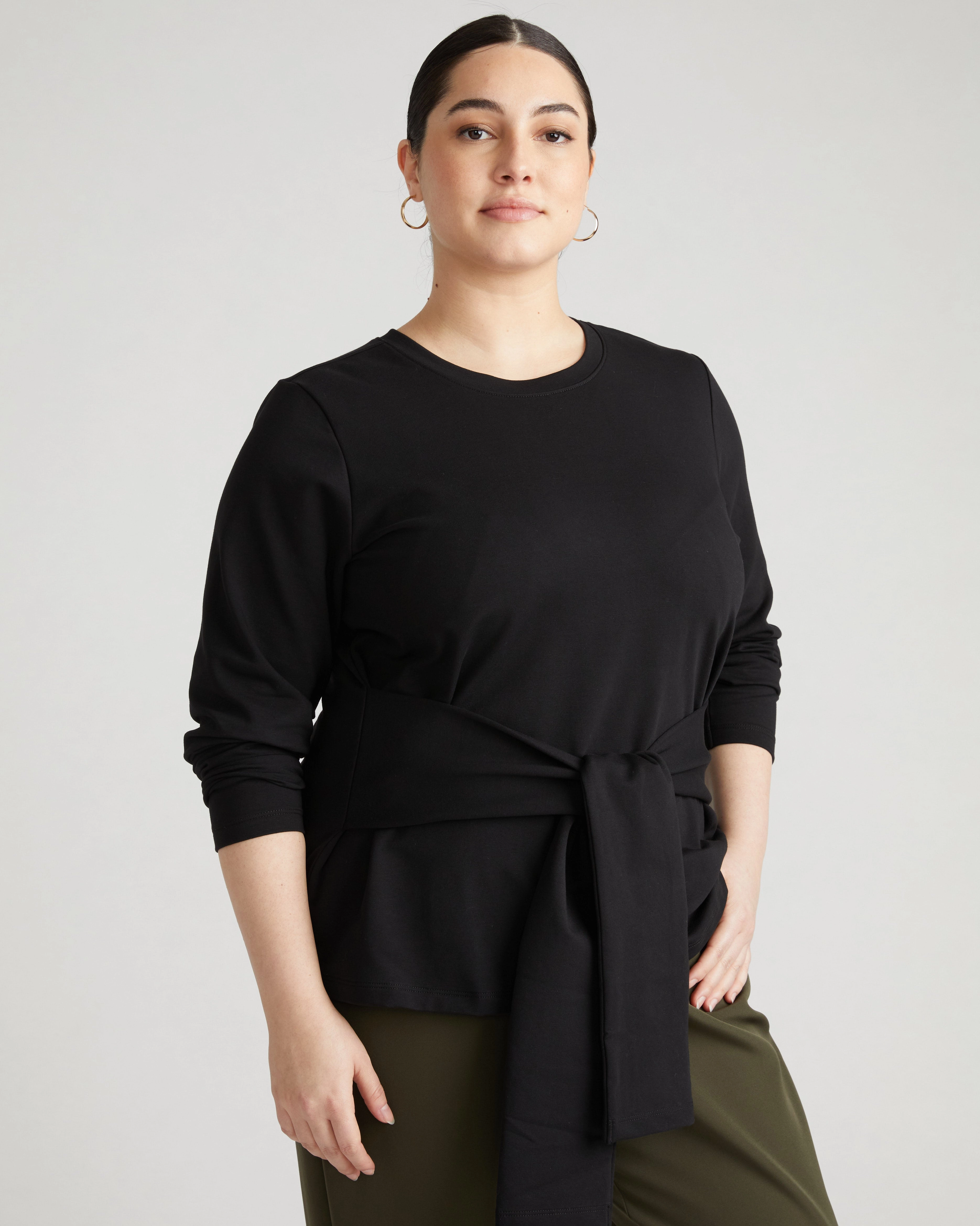 Varsity French Terry Tie Top - Black